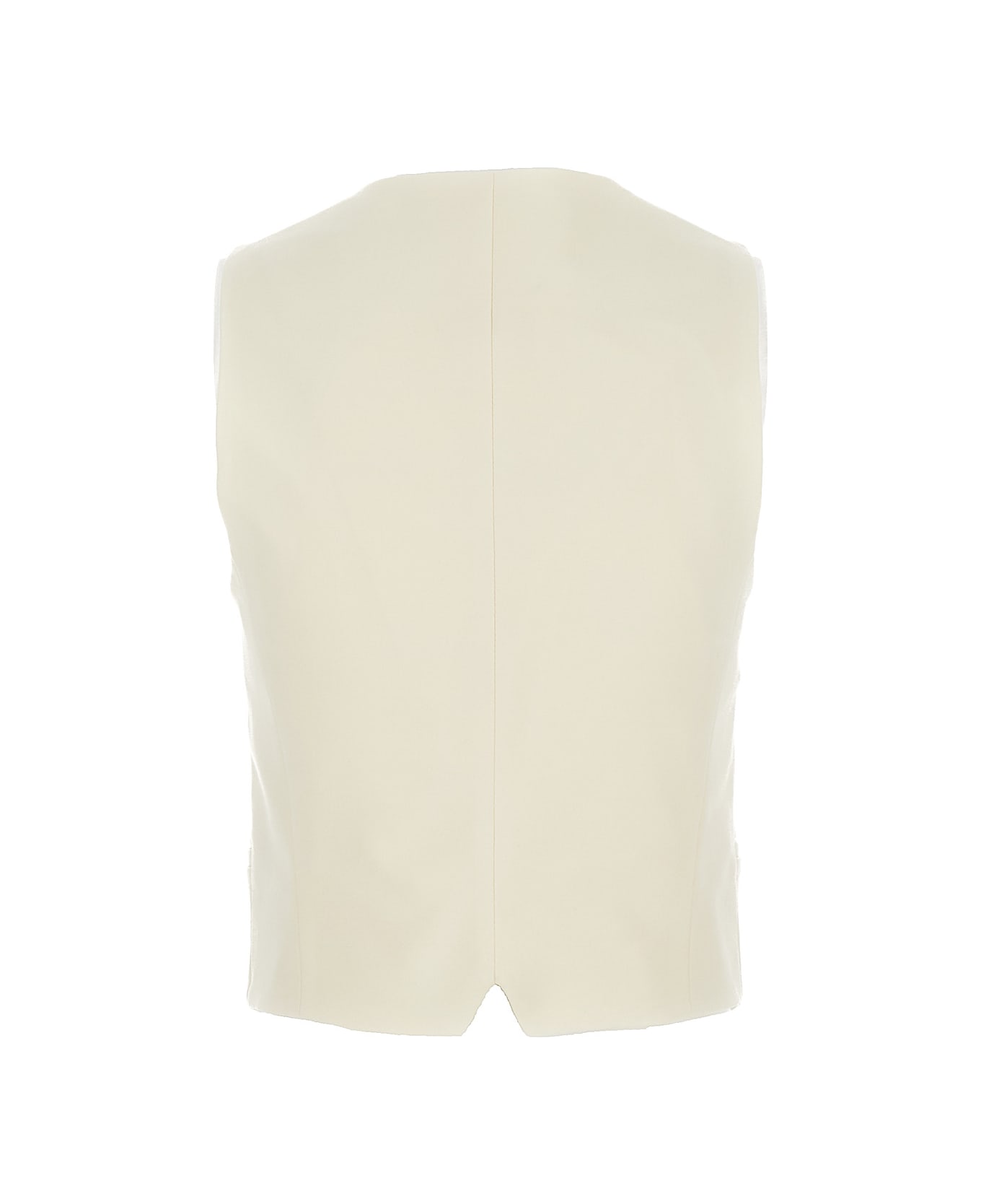 PT Torino Cream White Single-breasted Vest In Wool Man - White ベスト