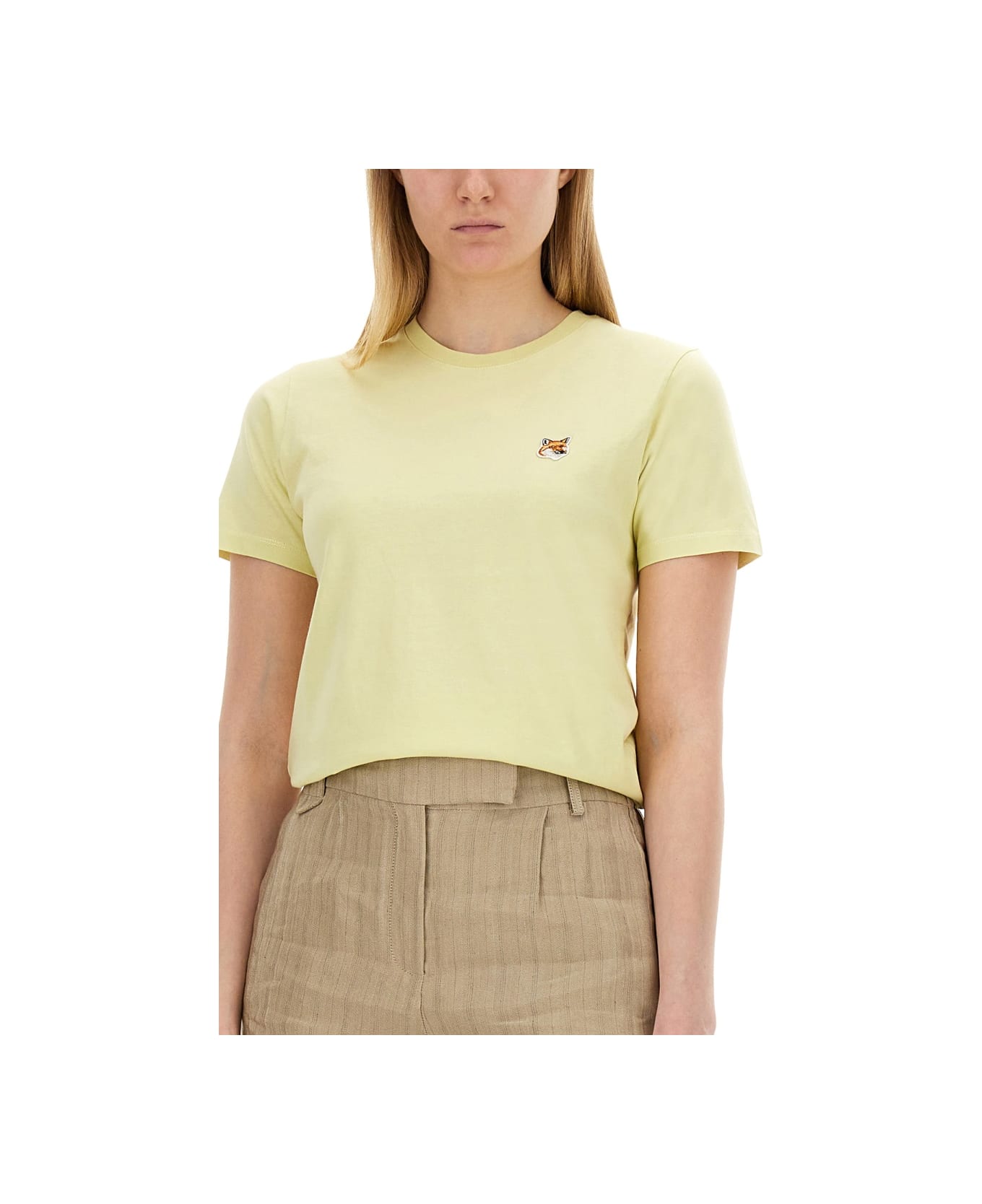 Maison Kitsuné T-shirt With Fox Patch - YELLOW Tシャツ