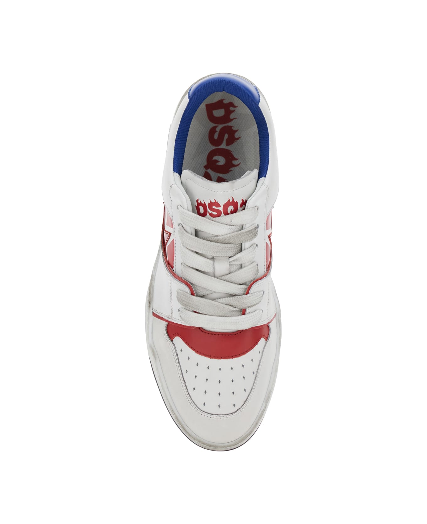 Dsquared2 White Sneakers With Distressed Effect And Logo On The Heel In Leather Man - White