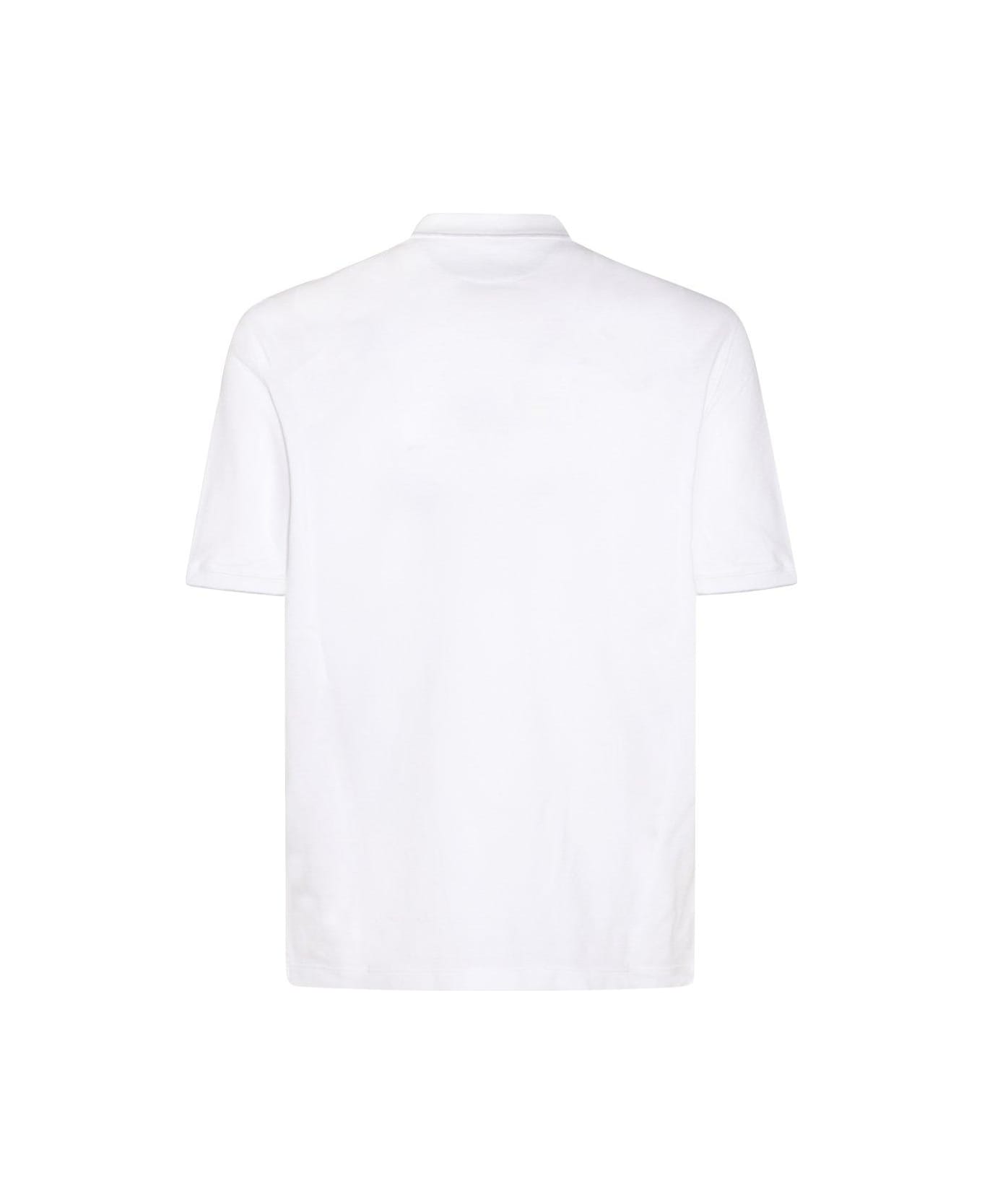 Brunello Cucinelli Logo-embroidered Short-sleeved Polo Shirt - White ポロシャツ