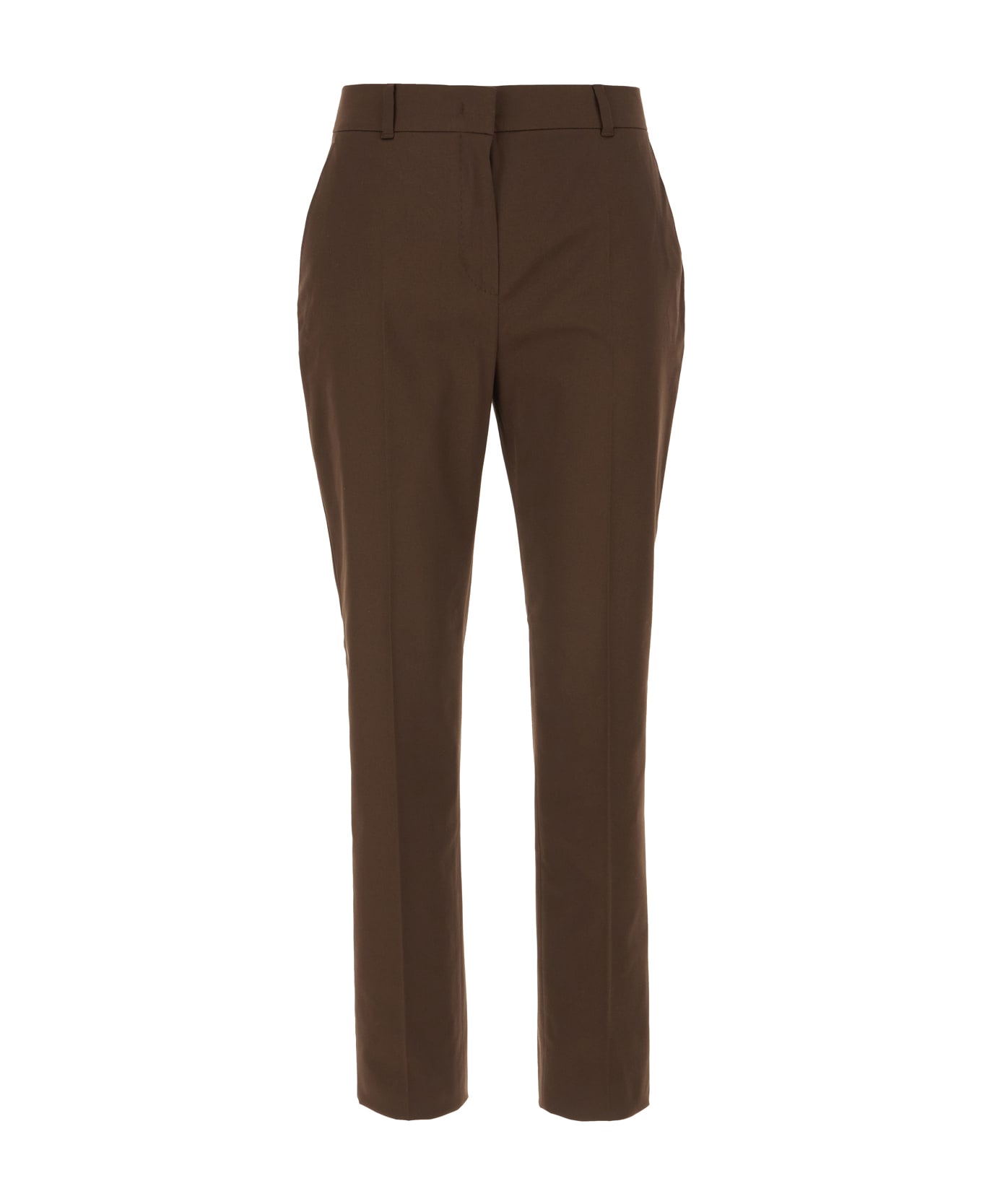 Max Mara Studio Chocolate Stretch Cotton Pants - Caffe