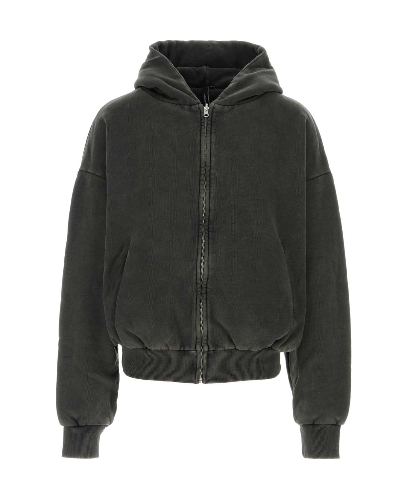 Entire Studios Graphite Cotton Thermal Sweatshirt - WASHEDBLACK