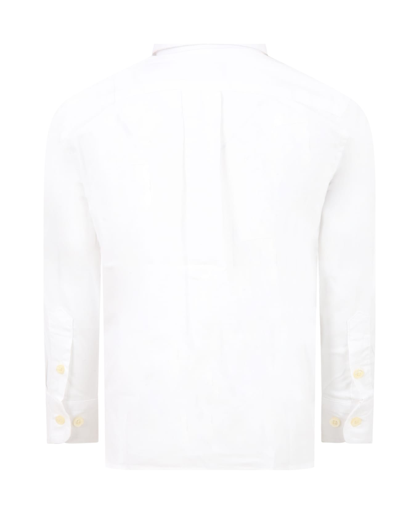 Ralph Lauren White Shirt For Kids With Iconic Blue Logo - White