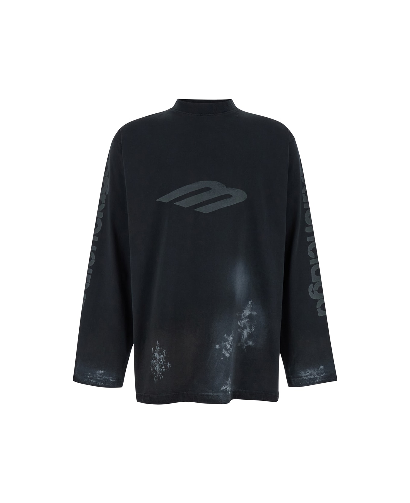 Balenciaga Logo Printed Long-sleeve T-shirt - FADEDBLACK