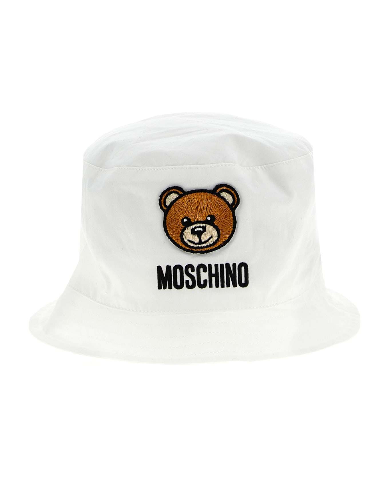 Moschino Logo Embroidery Bucket Hat - White