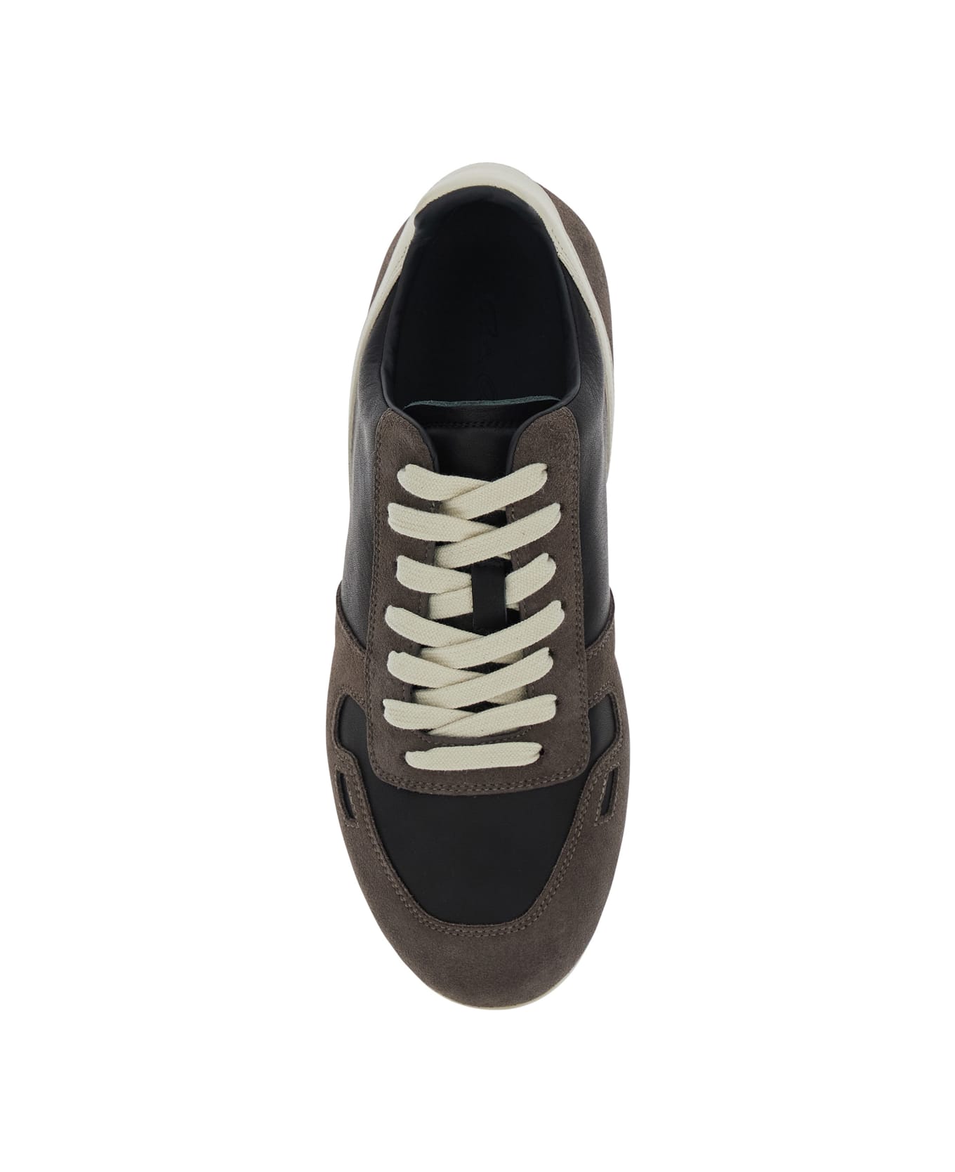 Rick Owens Black Low-top Sneakers With Suede Inserts In Leather Woman - Black