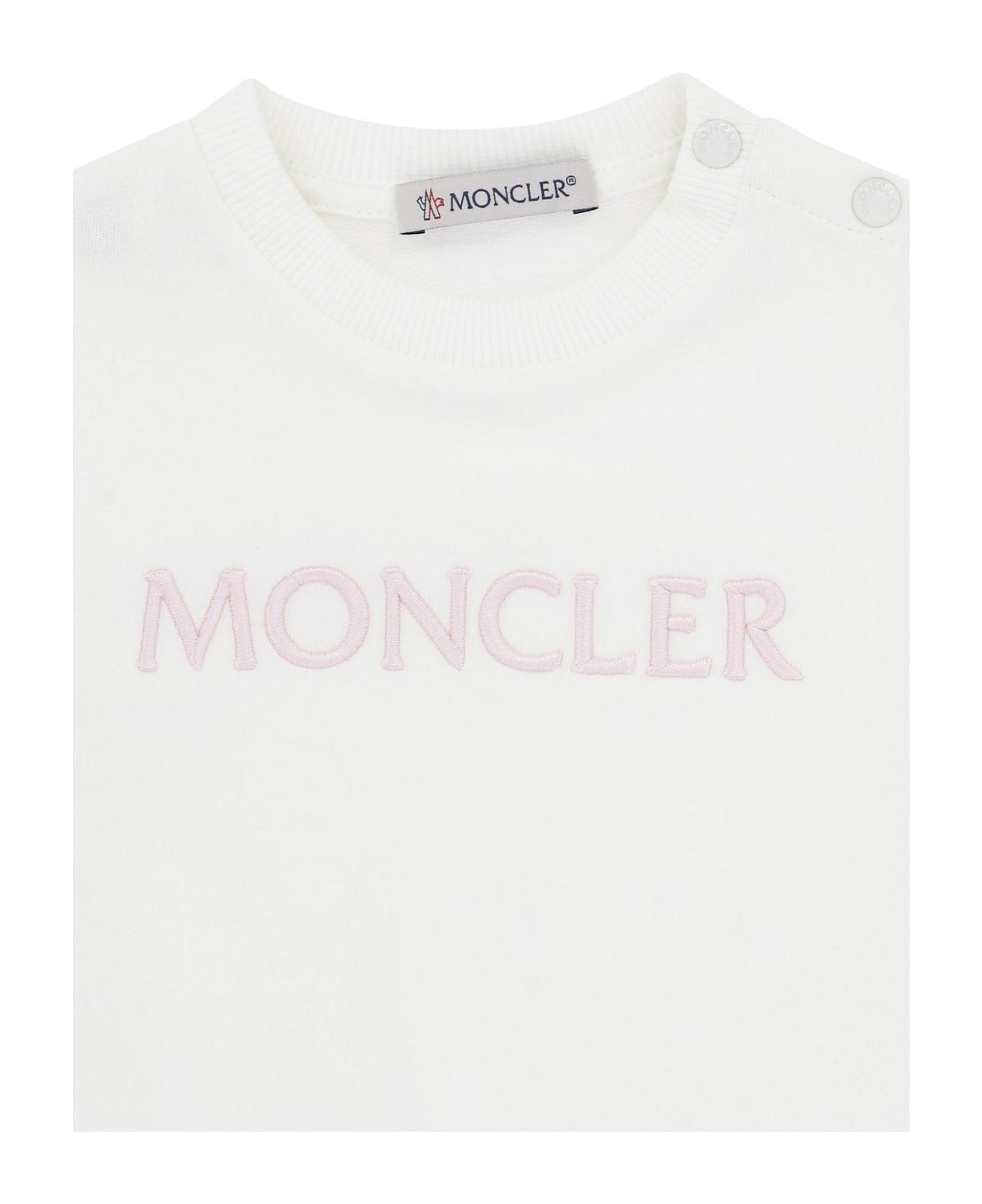 Moncler Logo Embroidered Crewneck Sweatshirt - White ニットウェア＆スウェットシャツ