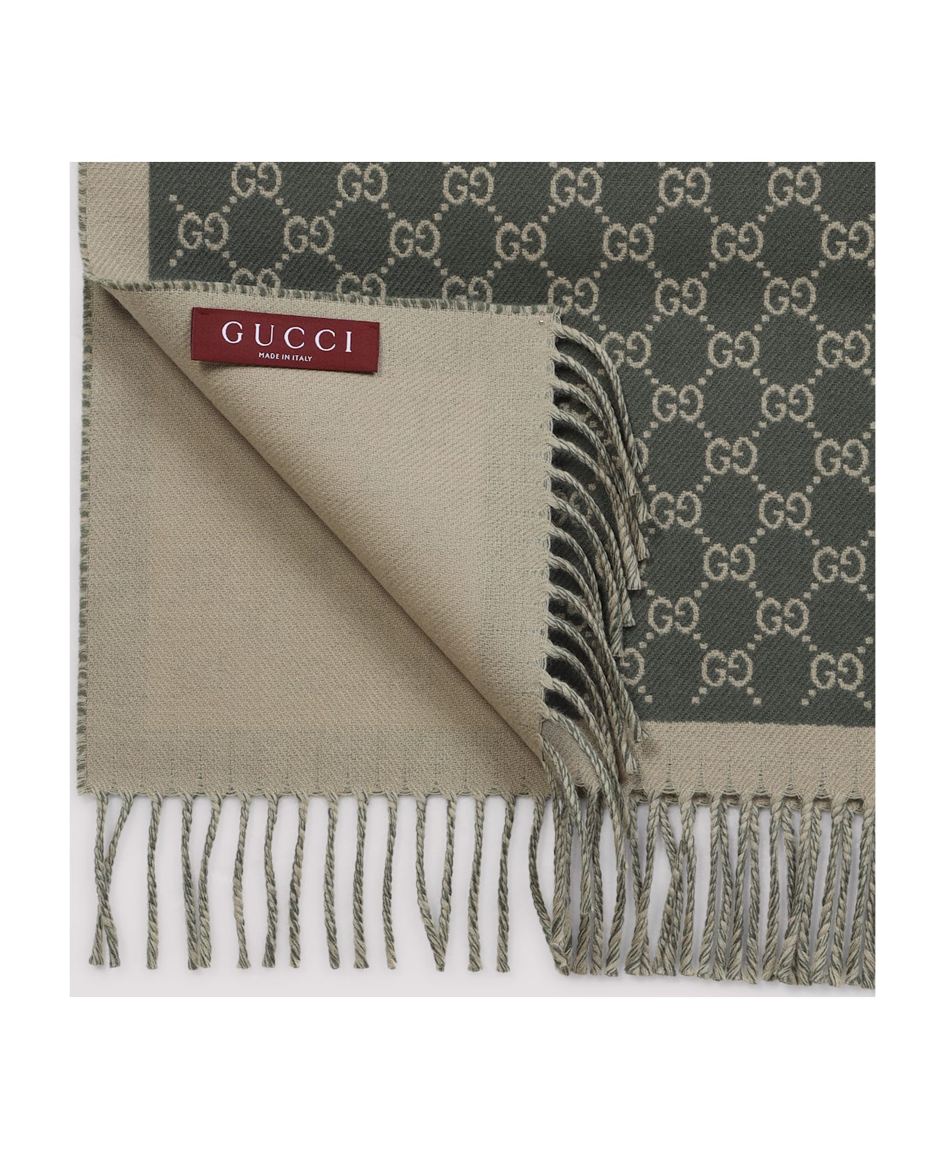 Gucci New Moon Wool Scarf - Reseda Beige