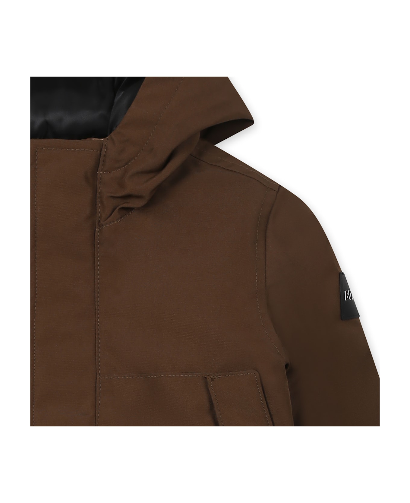 Hugo Boss Brown Parka For Baby Boy With Logo - Brown