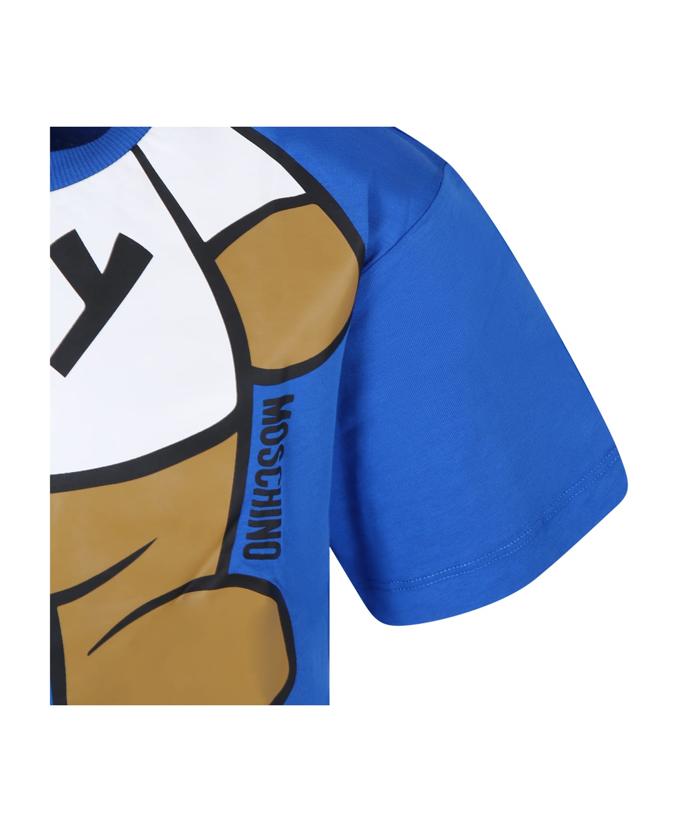 Moschino Blue T-shirt For Boy With Teddy Bear And Logo - Blue Tシャツ＆ポロシャツ