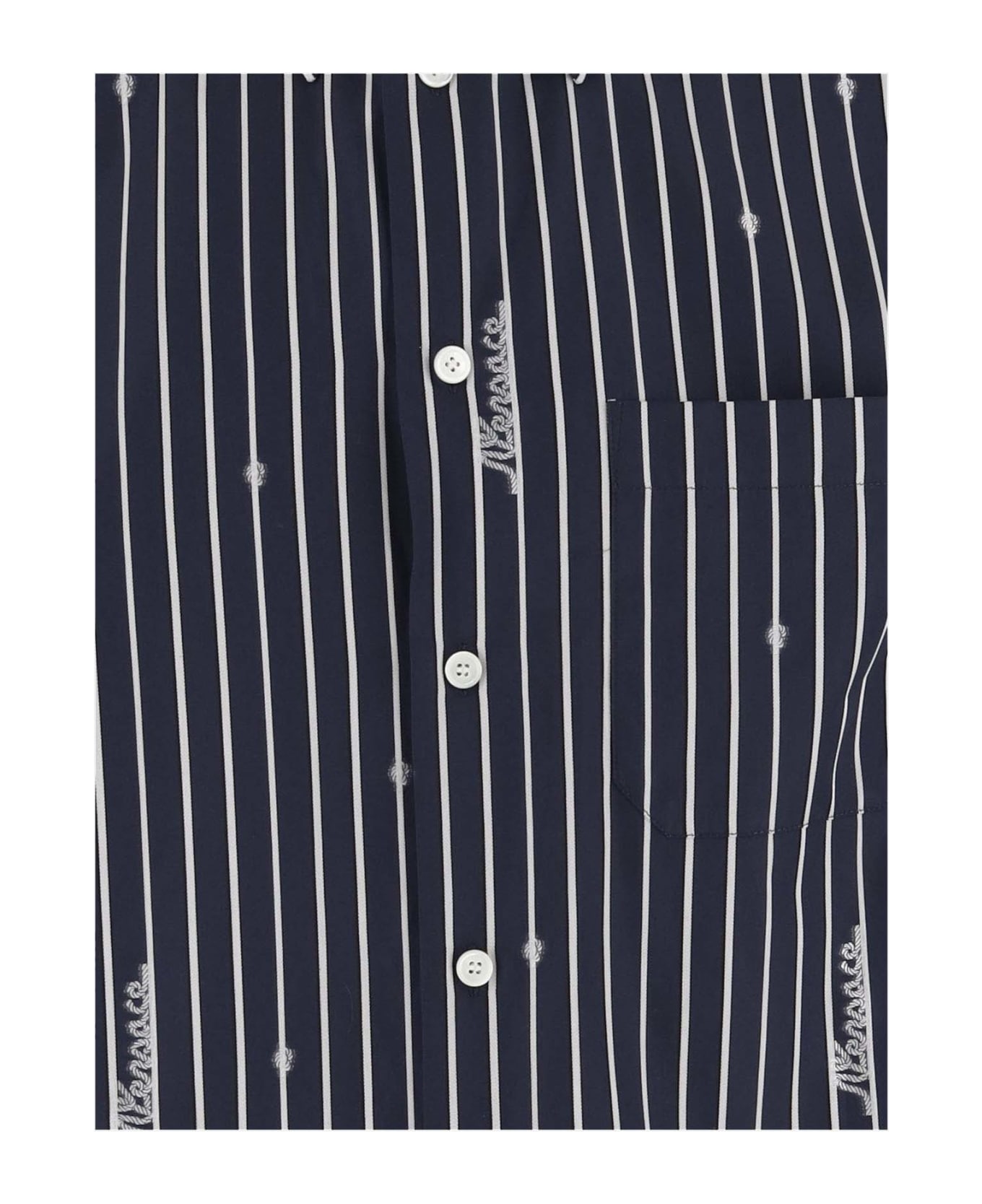 Versace Informal Shirt Striped Poplin Fabric Nautical Stripe Customization - Navy Blue