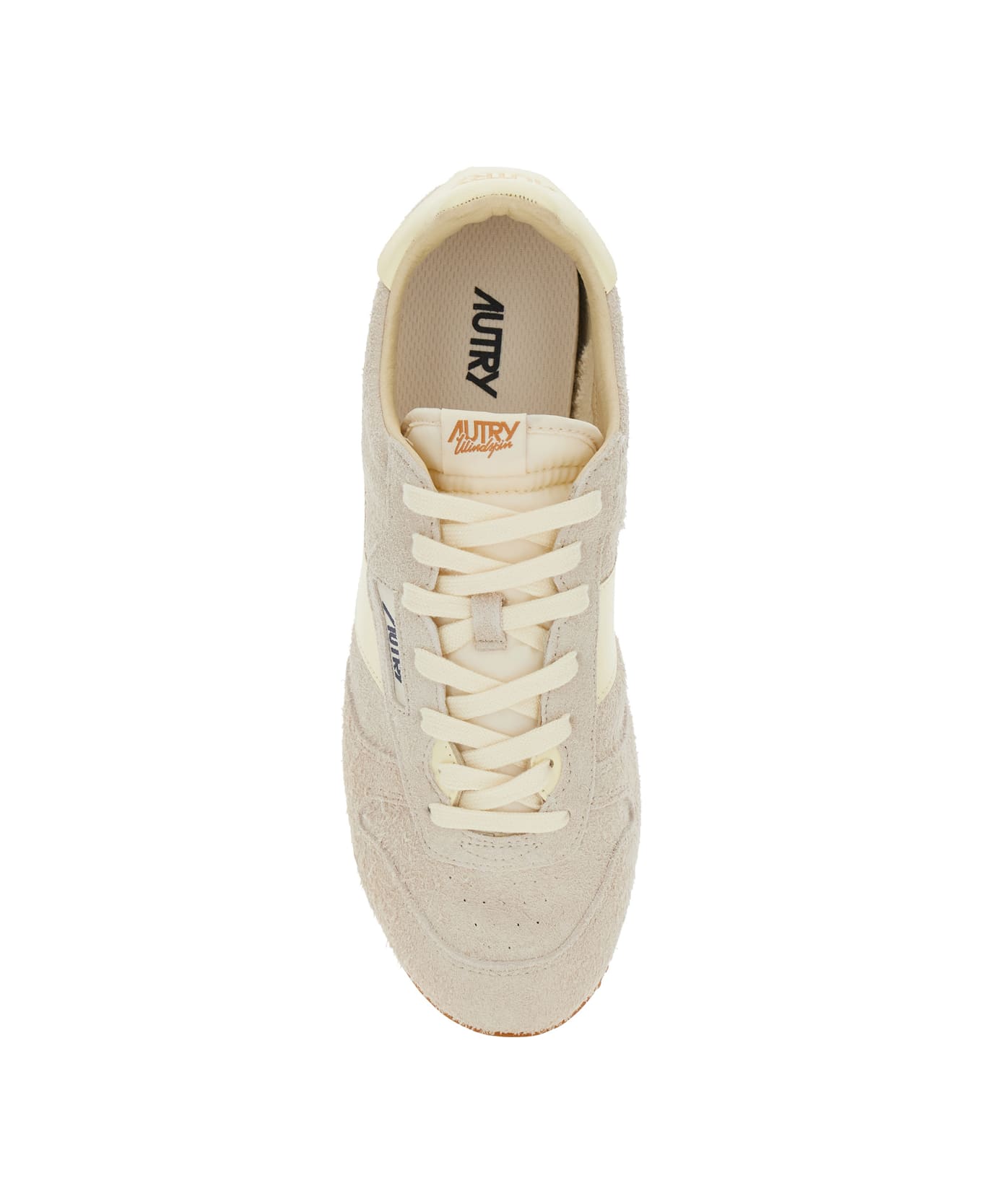 Autry 'windspin Low' Beige Sneaker With Logo On The Side And On The Heel In Suede Man - Beige