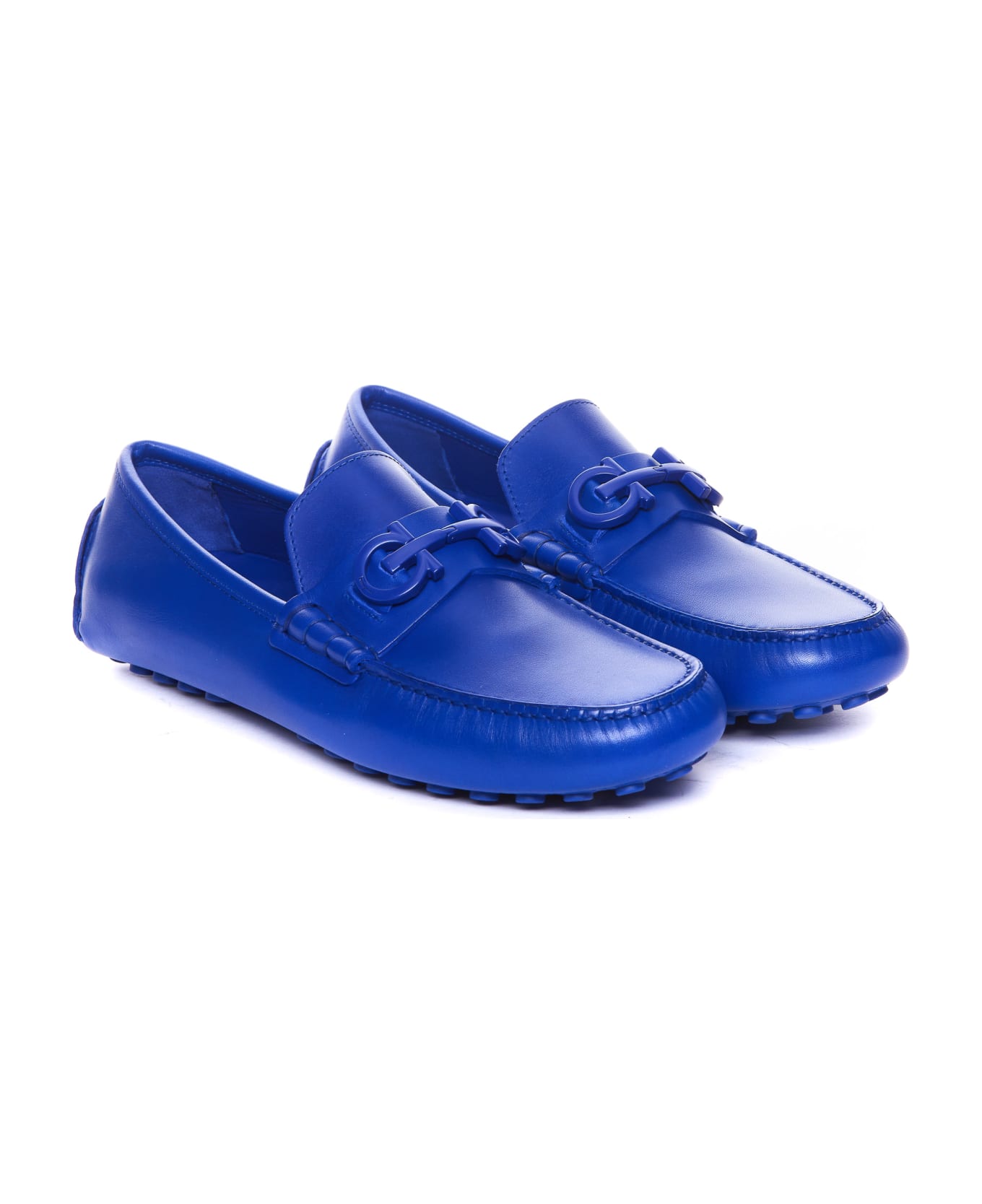 Ferragamo Grazioso Loafers With Gancini Logo - Blue ローファー＆デッキシューズ