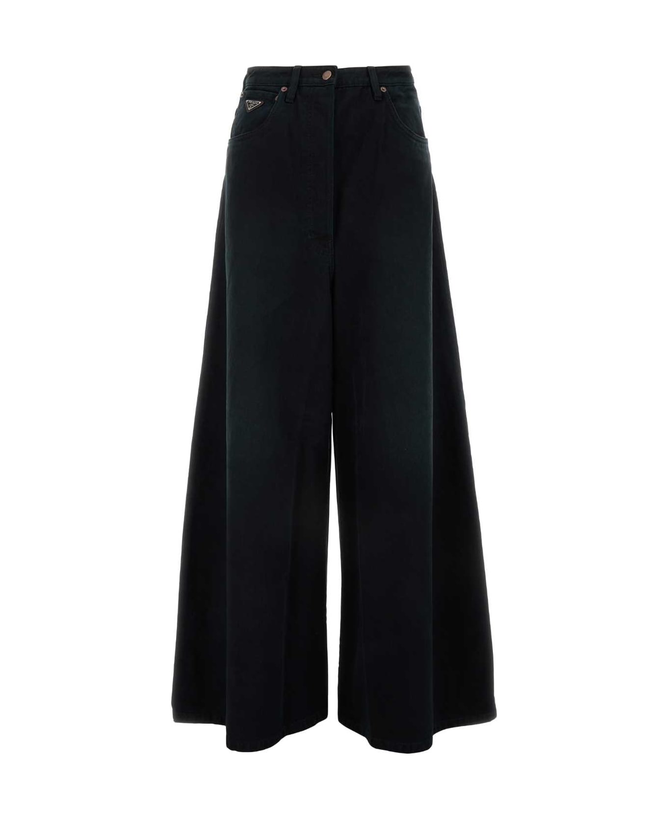 Prada Black Denim Wide-leg Jeans - BLACK