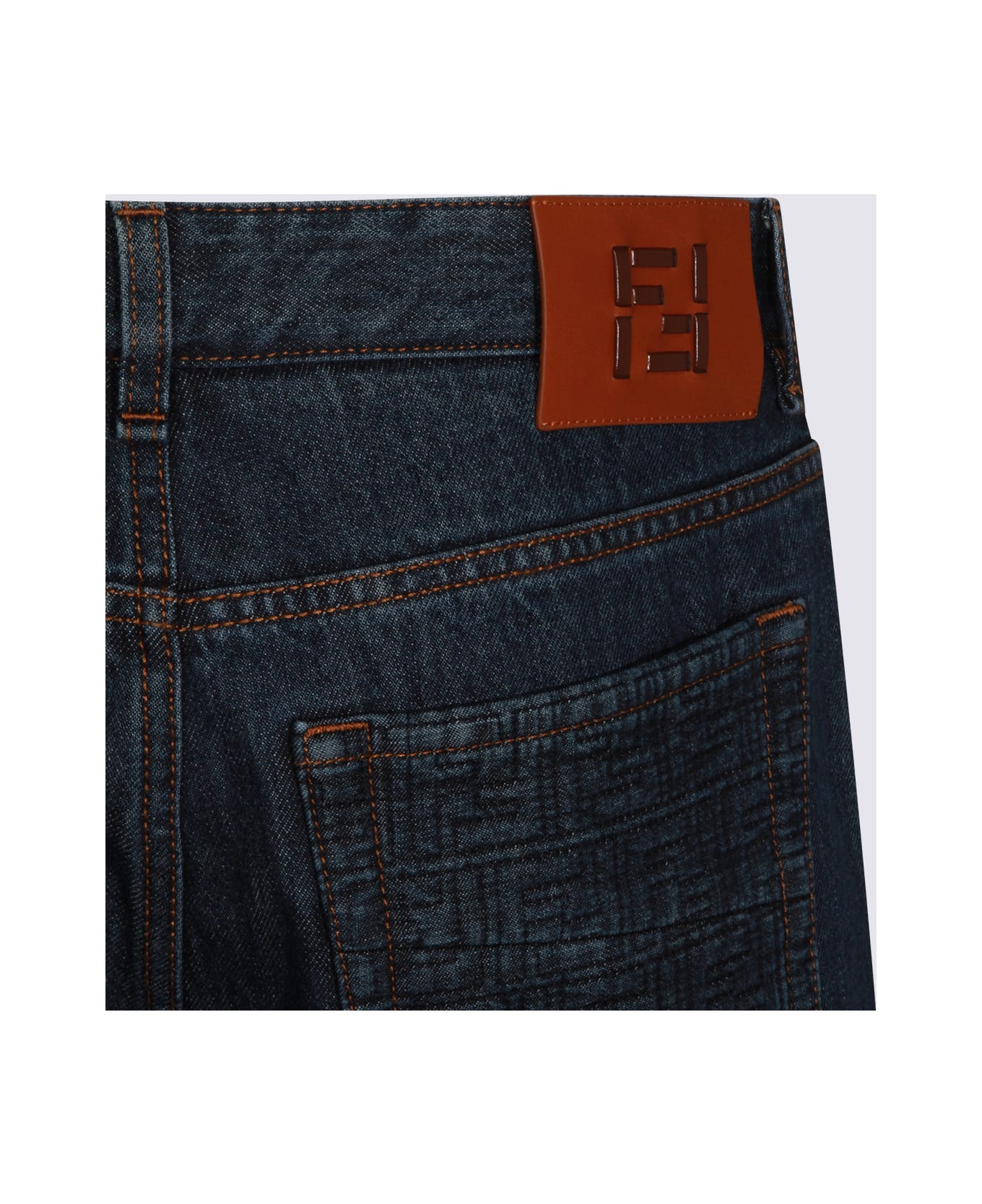 Fendi Dark Blue Cotton Jeans - Blue