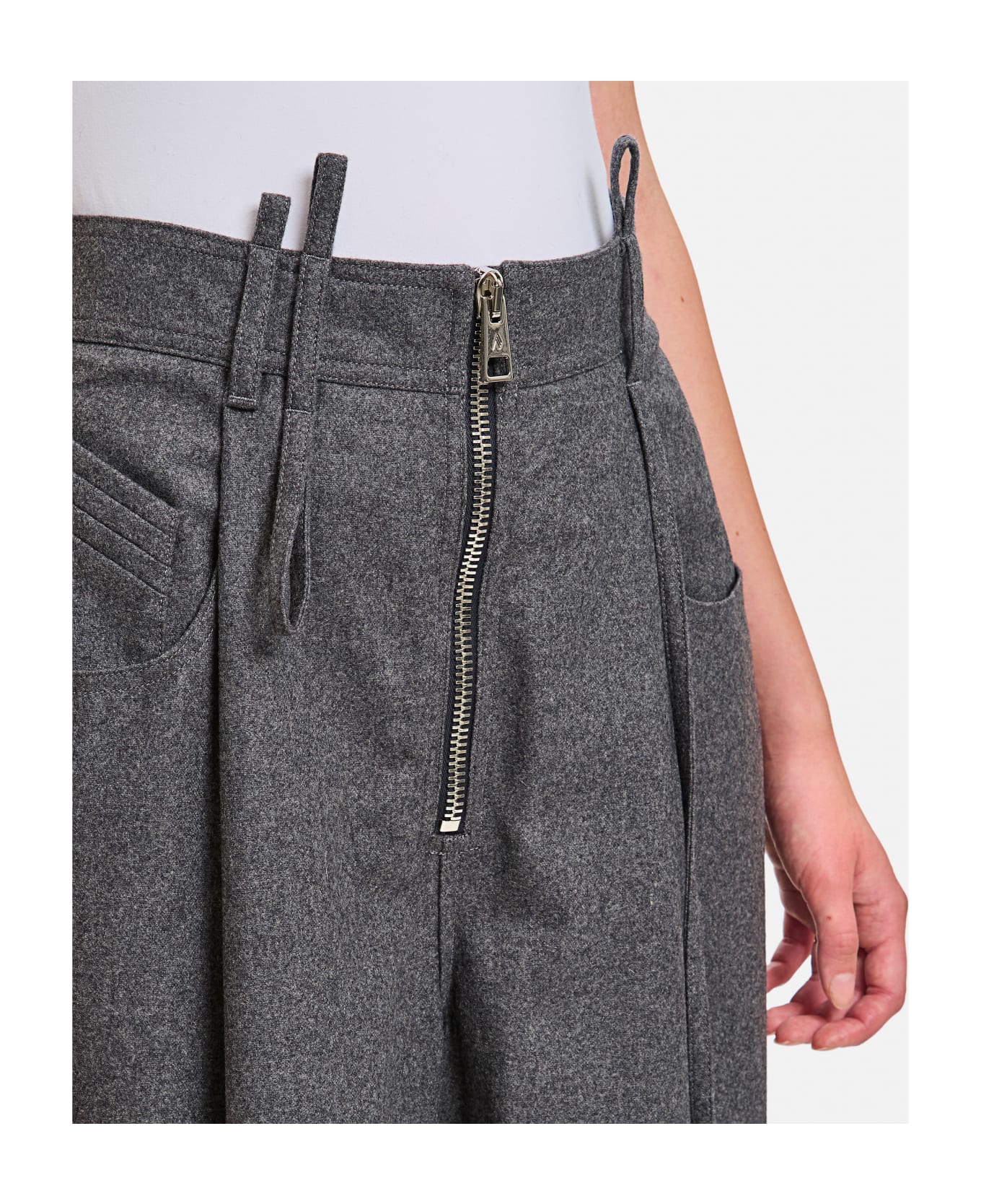 パンツ THE ATTICO Dark Grey Wool Blend Palazzo Pant The Attico Dark Grey Wool Blend Palazzo Pant | italist