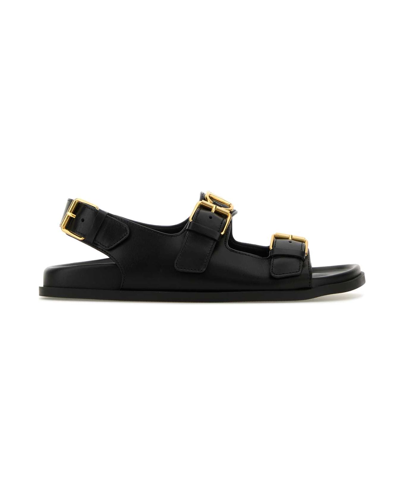 Valentino Garavani Black Leather Sandals - NERO
