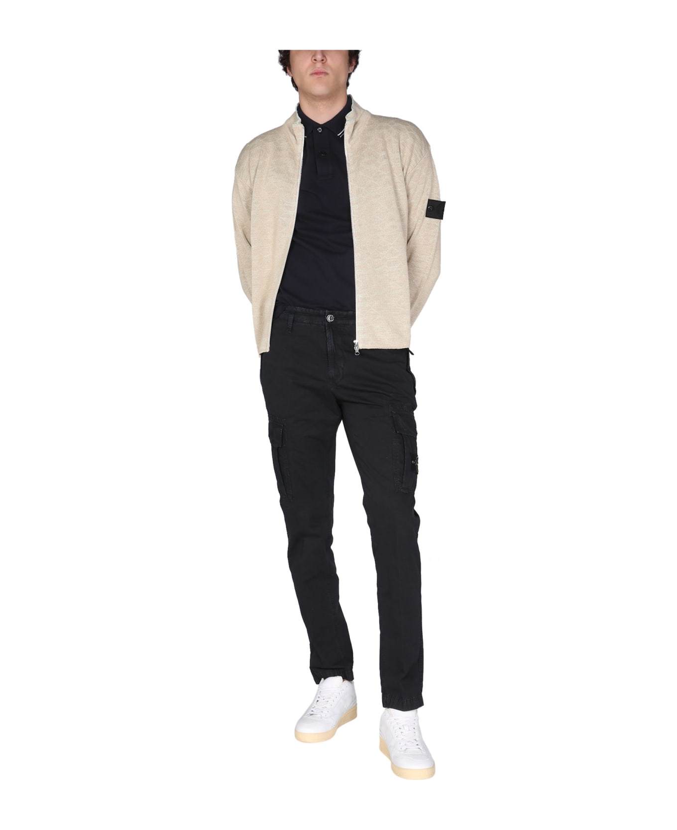 Stone Island Shadow Project Compass Patch Zipped Jacket - BEIGE