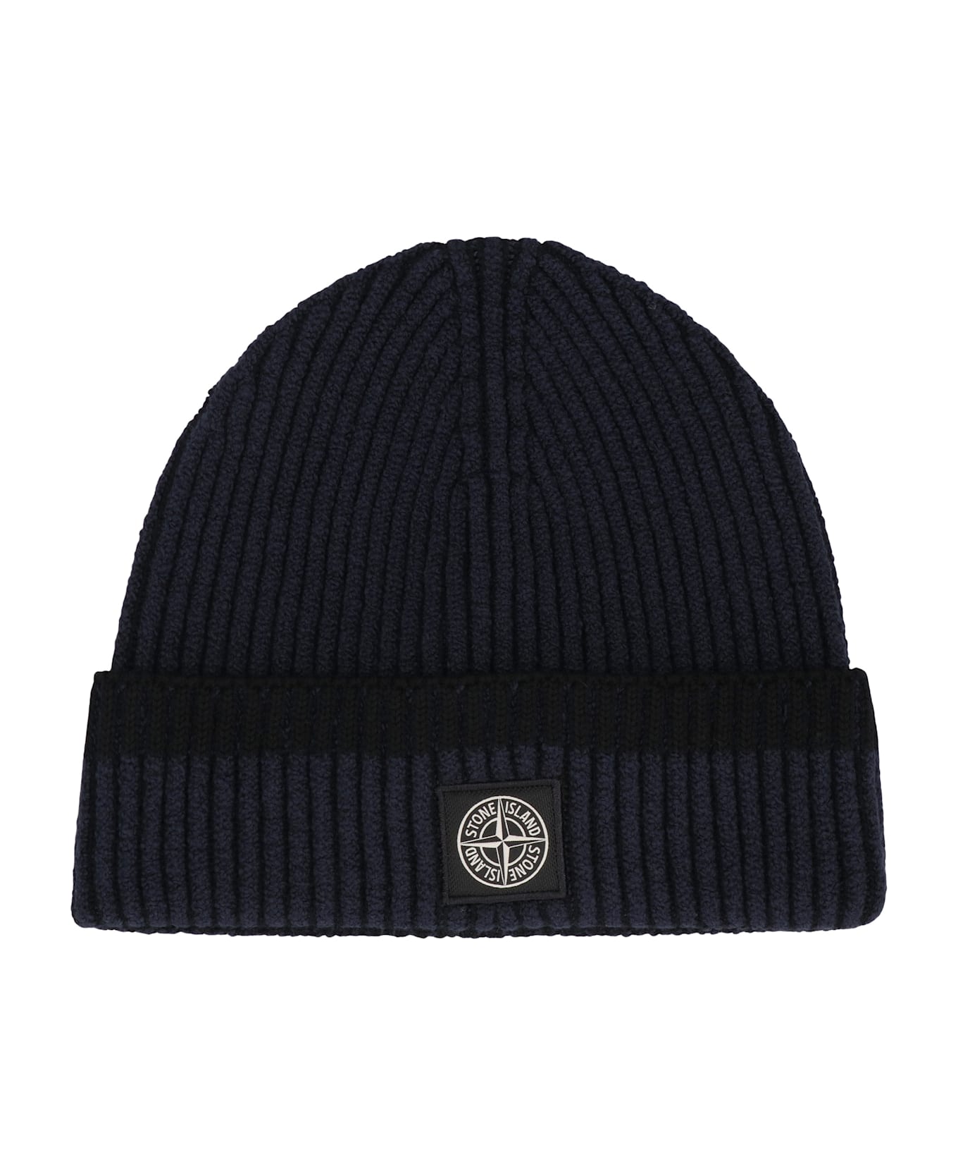 Stone Island Ribbed Knit Hat - blue