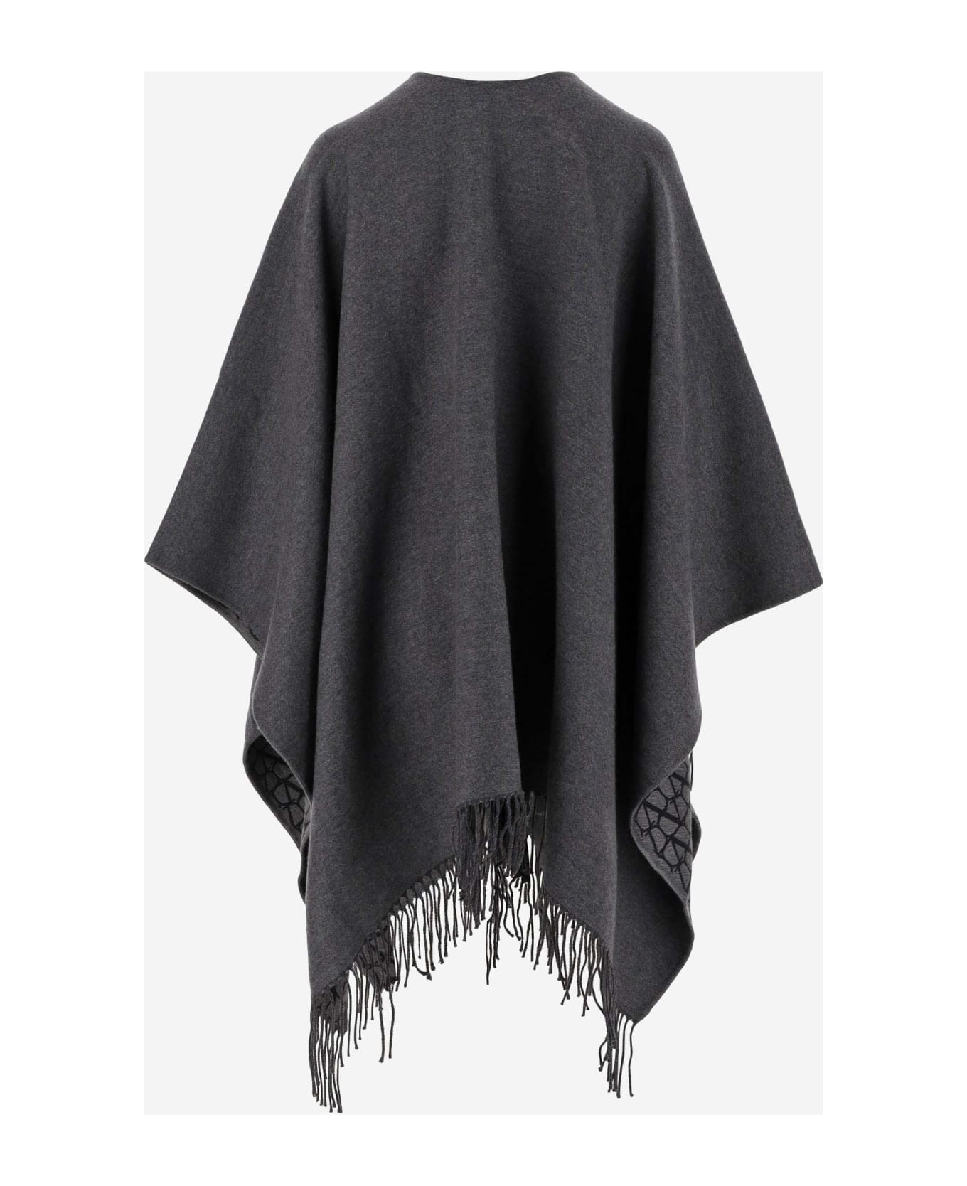 Wool Blend Iconographe Toile Poncho - Thumbnail 3