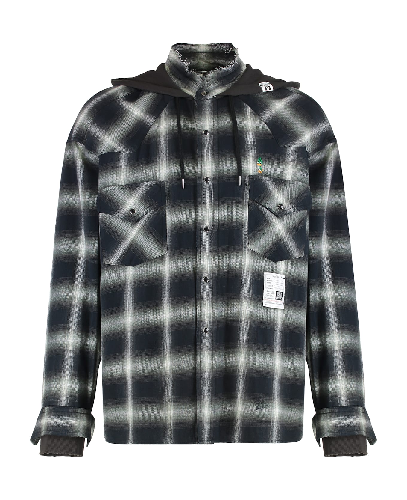 Mihara Yasuhiro Checked Shirt With Hood - green