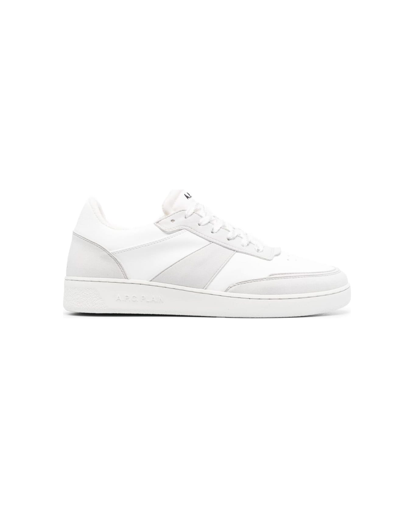 A.P.C. White Low Top Sneakers With Embossed Logo In Faux Leather Man - White