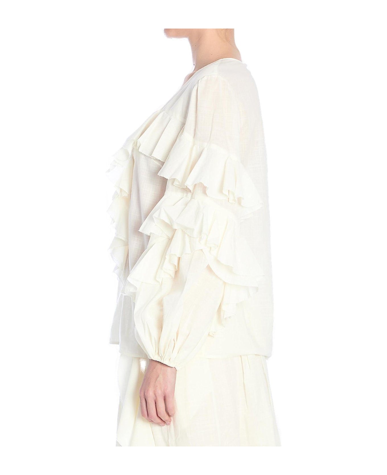 Zimmermann Ruffled Puff-sleeved Blouse - WHITE