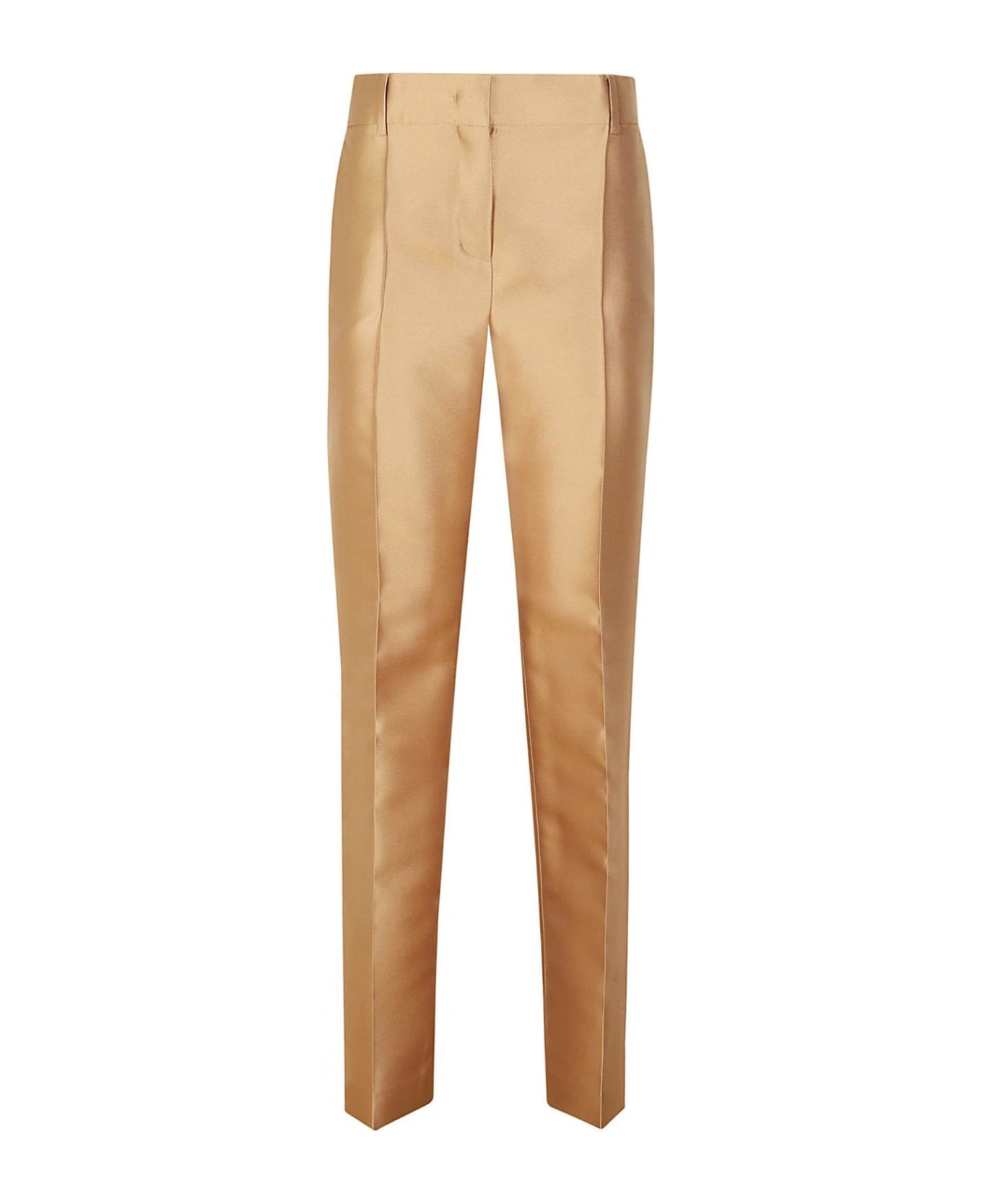 Alberta Ferretti Mikado Mid-rise Satin Tailored Trousers - Beige