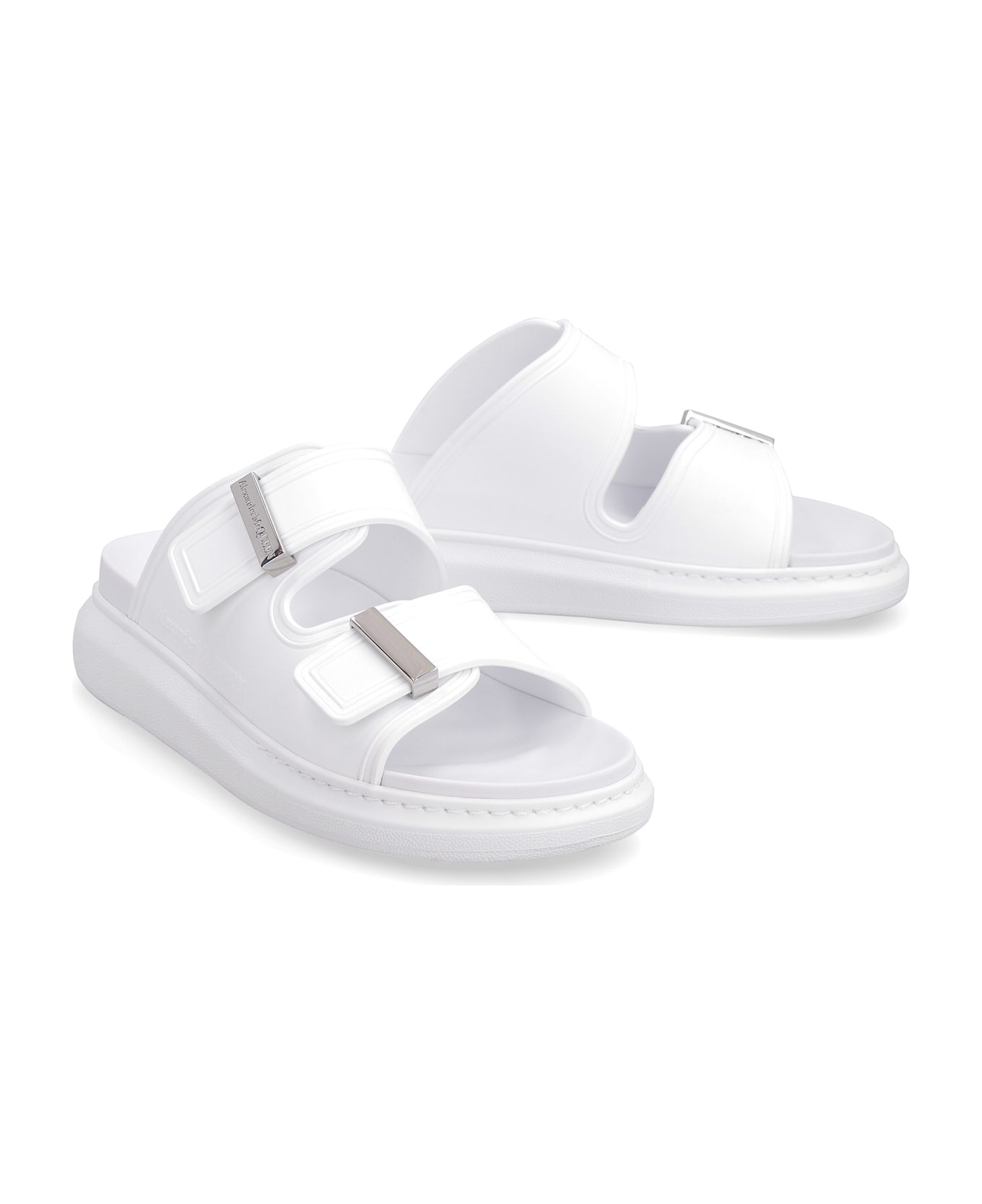 Alexander McQueen Logo Detail Rubber Slides - White
