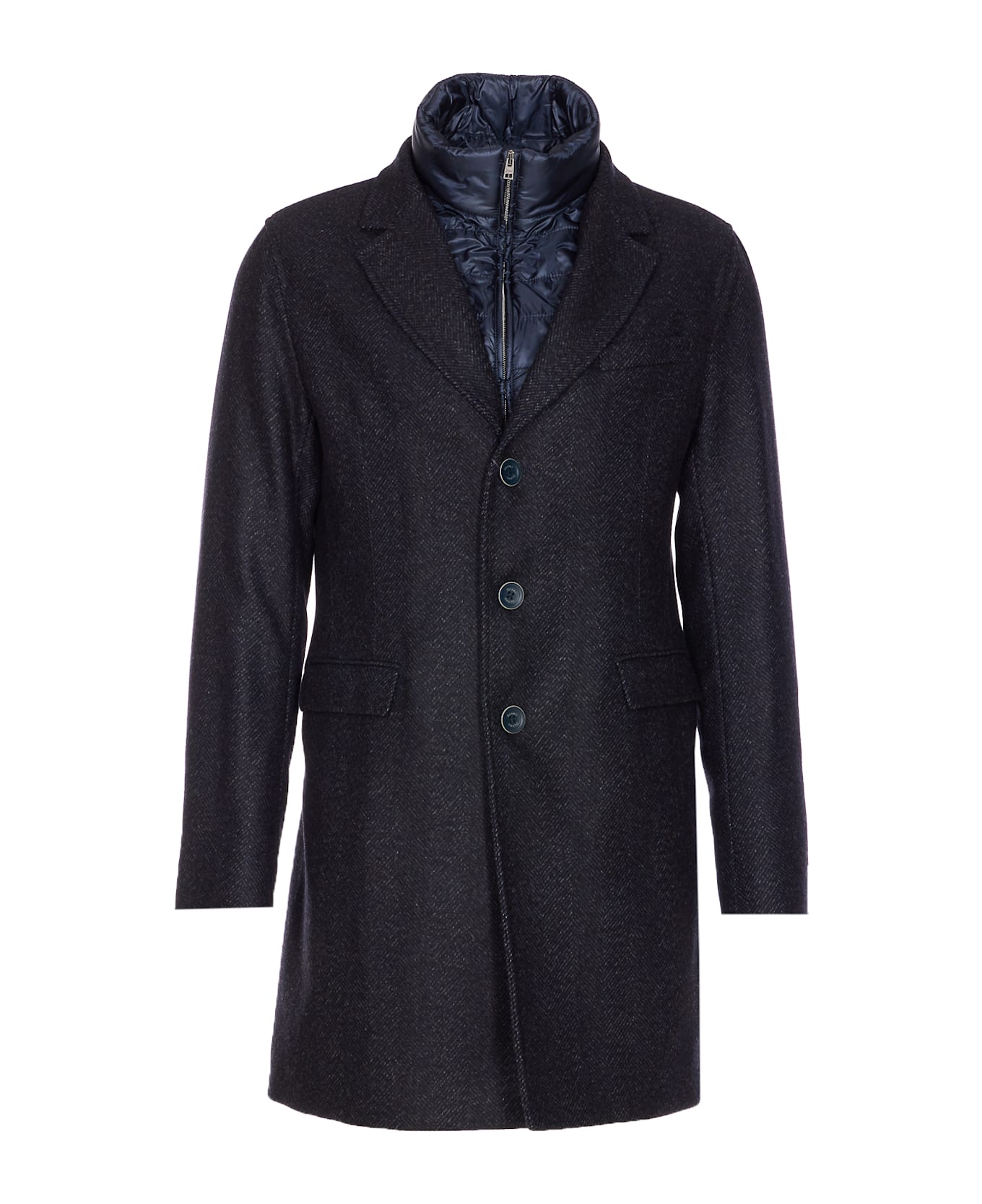 Herno Single Breasted Coat - Blue
