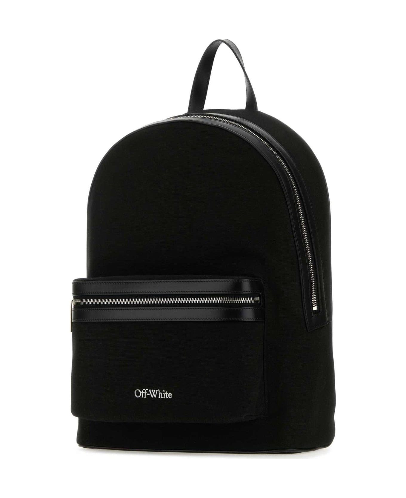 Off-White Logo Embroidered Zipped Backpack - BLACK