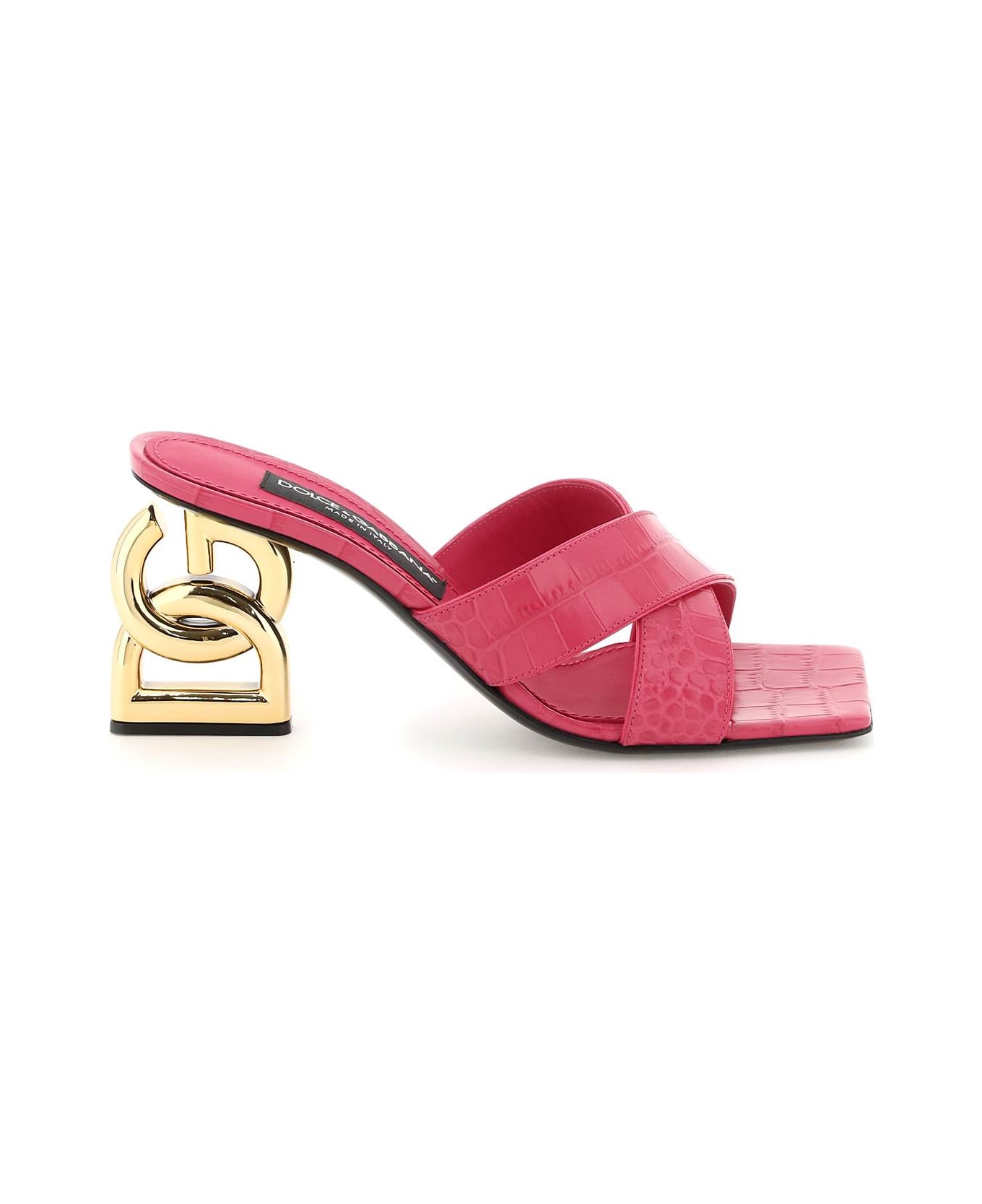 Dolce & Gabbana Logo Plaque Embossed Mules - Pink サンダル