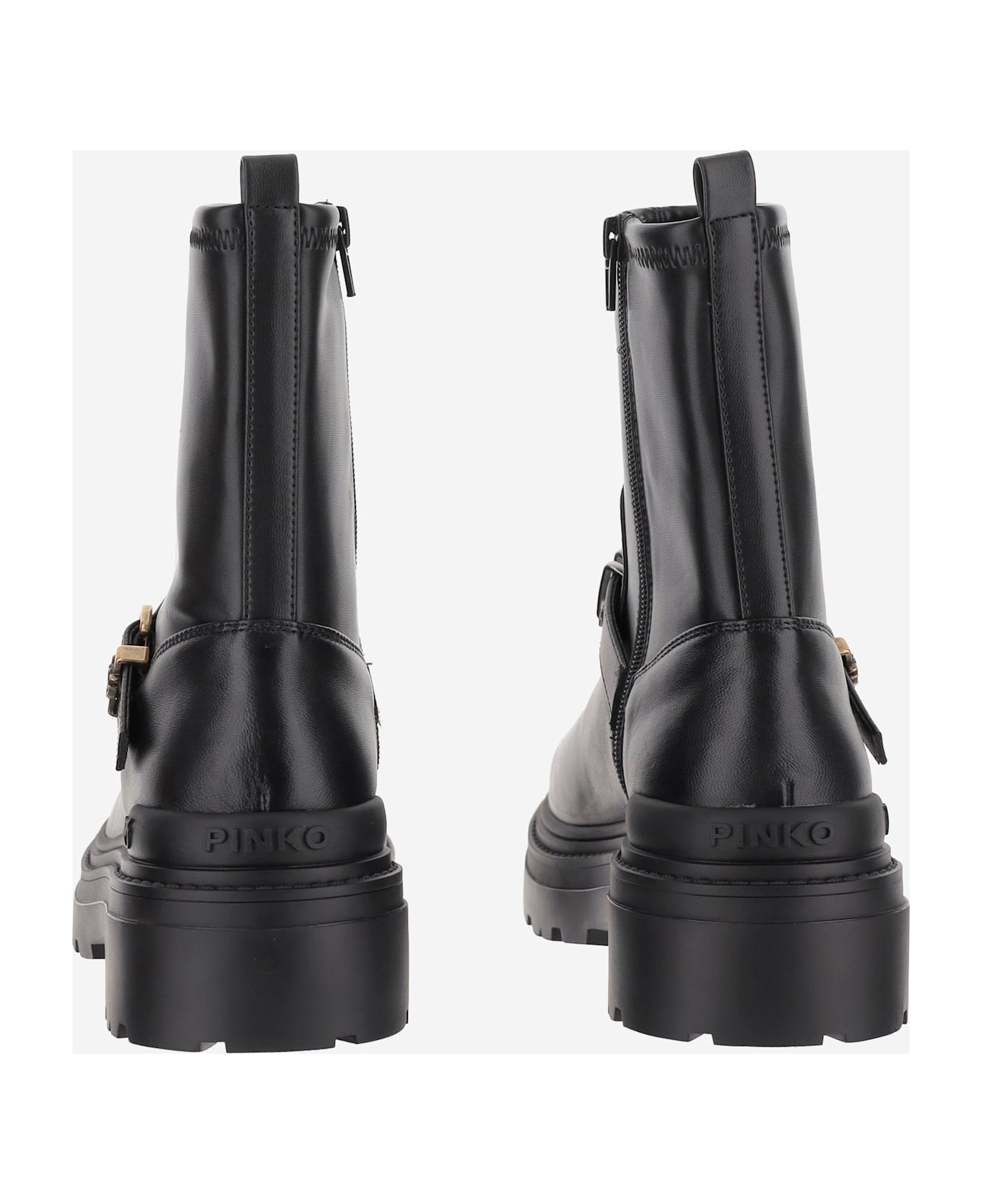 Pinko Mia 27 Leather Ankle Boots - Black