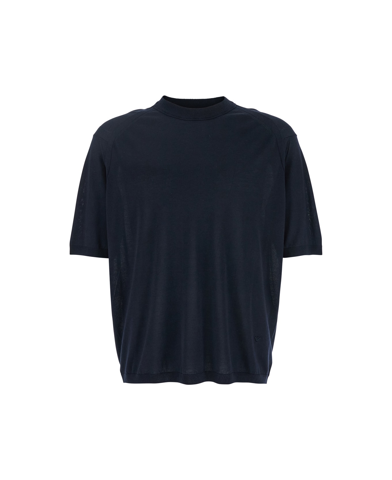 Emporio Armani Crewneck T-shirt With Logo Embroidery Detail - Black