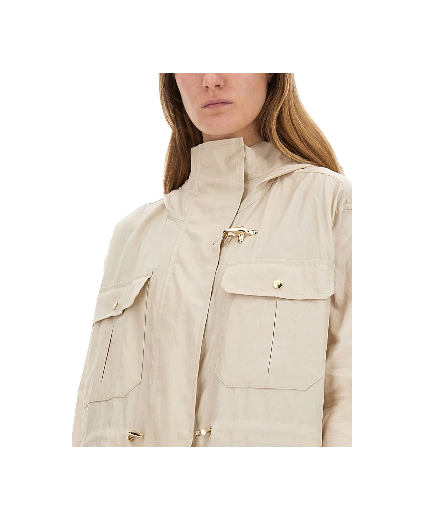 Fay Linen And Cotton Canvas Parka - BEIGE