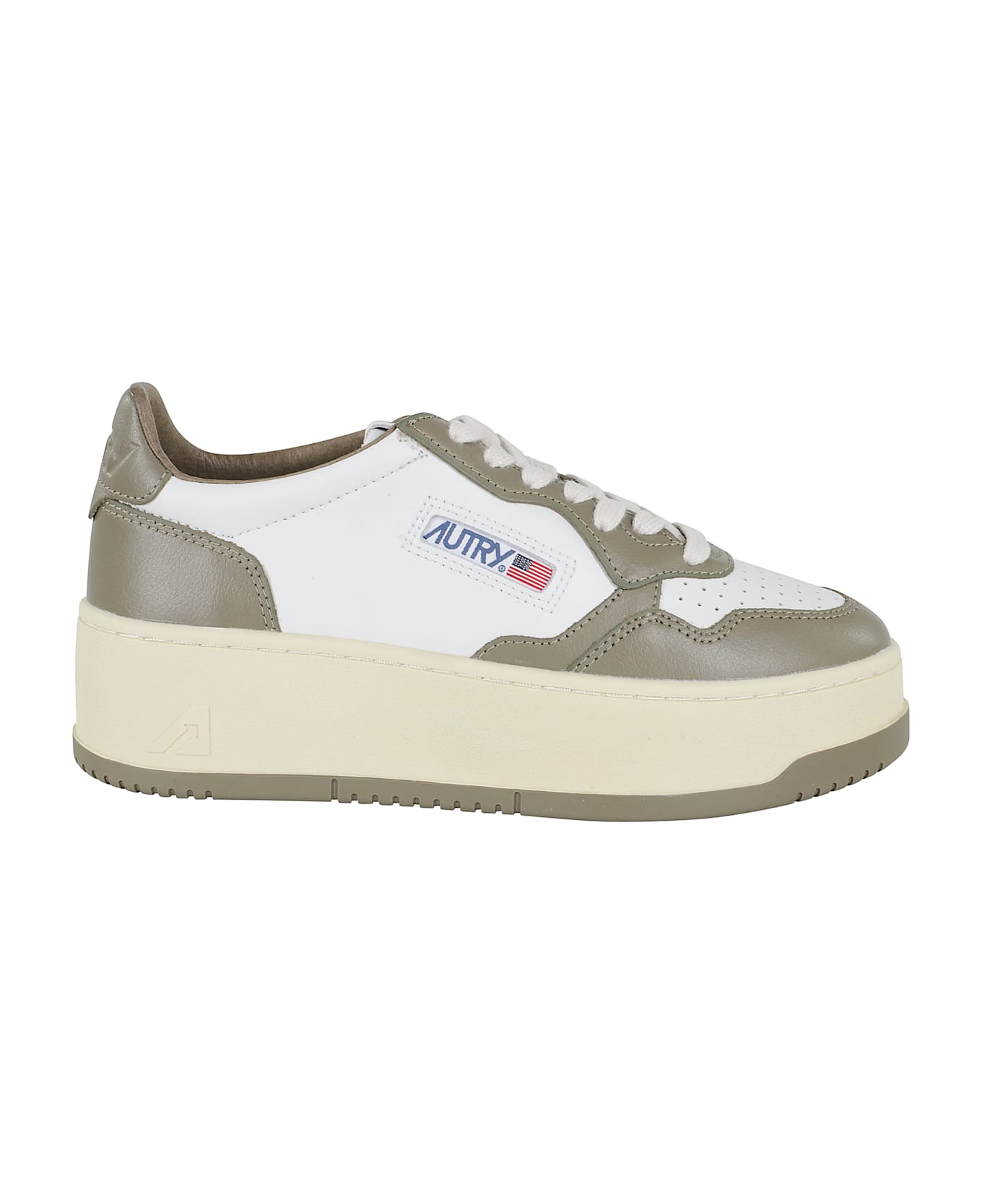 Autry Medalist Platform Sneakers In Leather - White Military