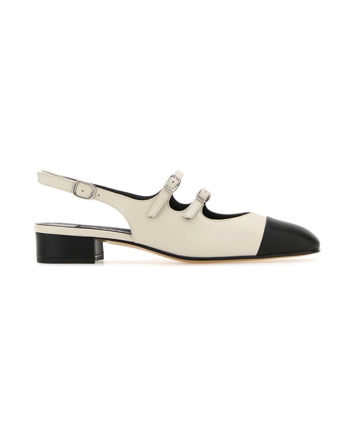 Carel Two-tone Leather Abricot Pumps - BEIGE