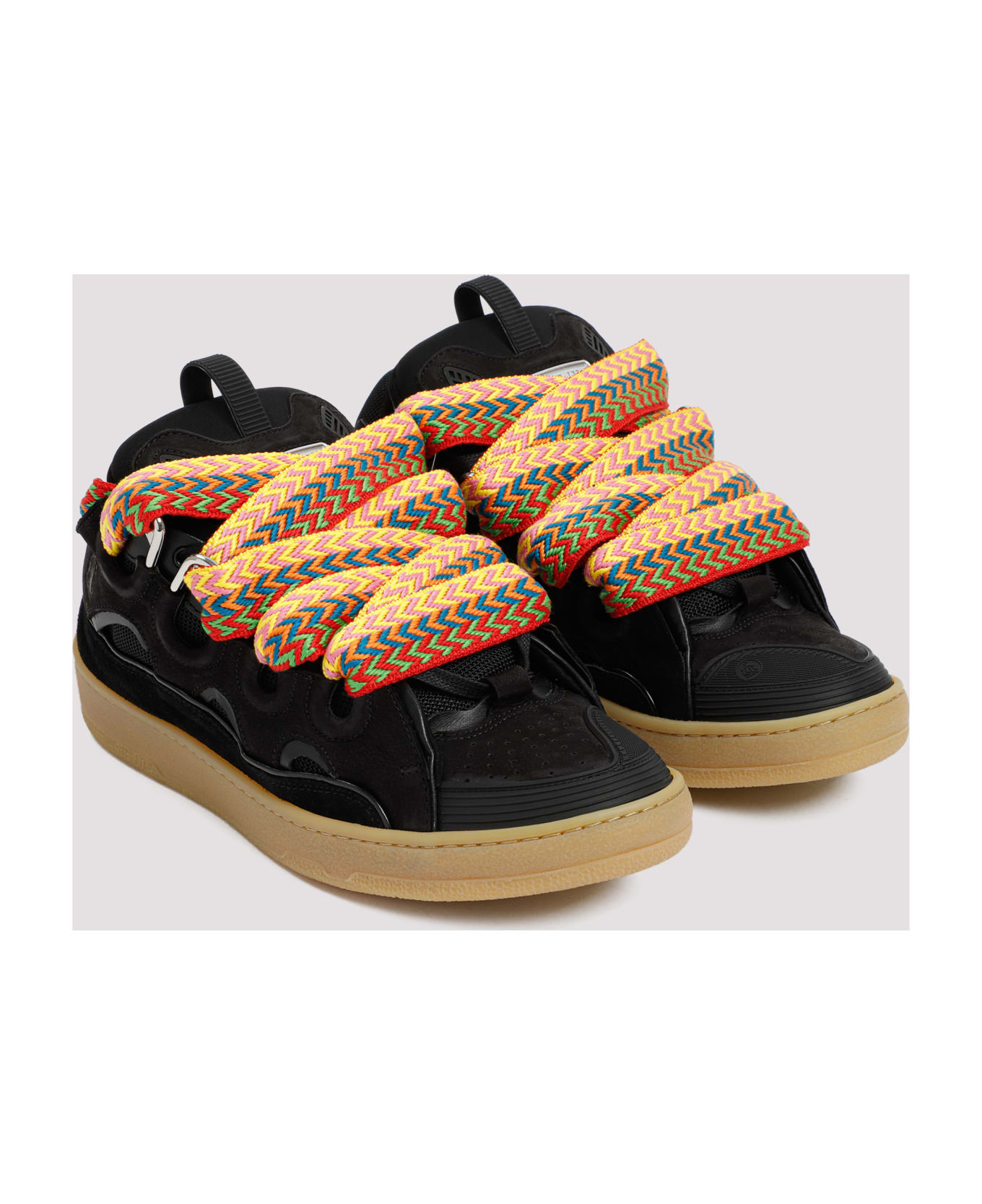 Lanvin Suede Leather Curb Sneakers - Black