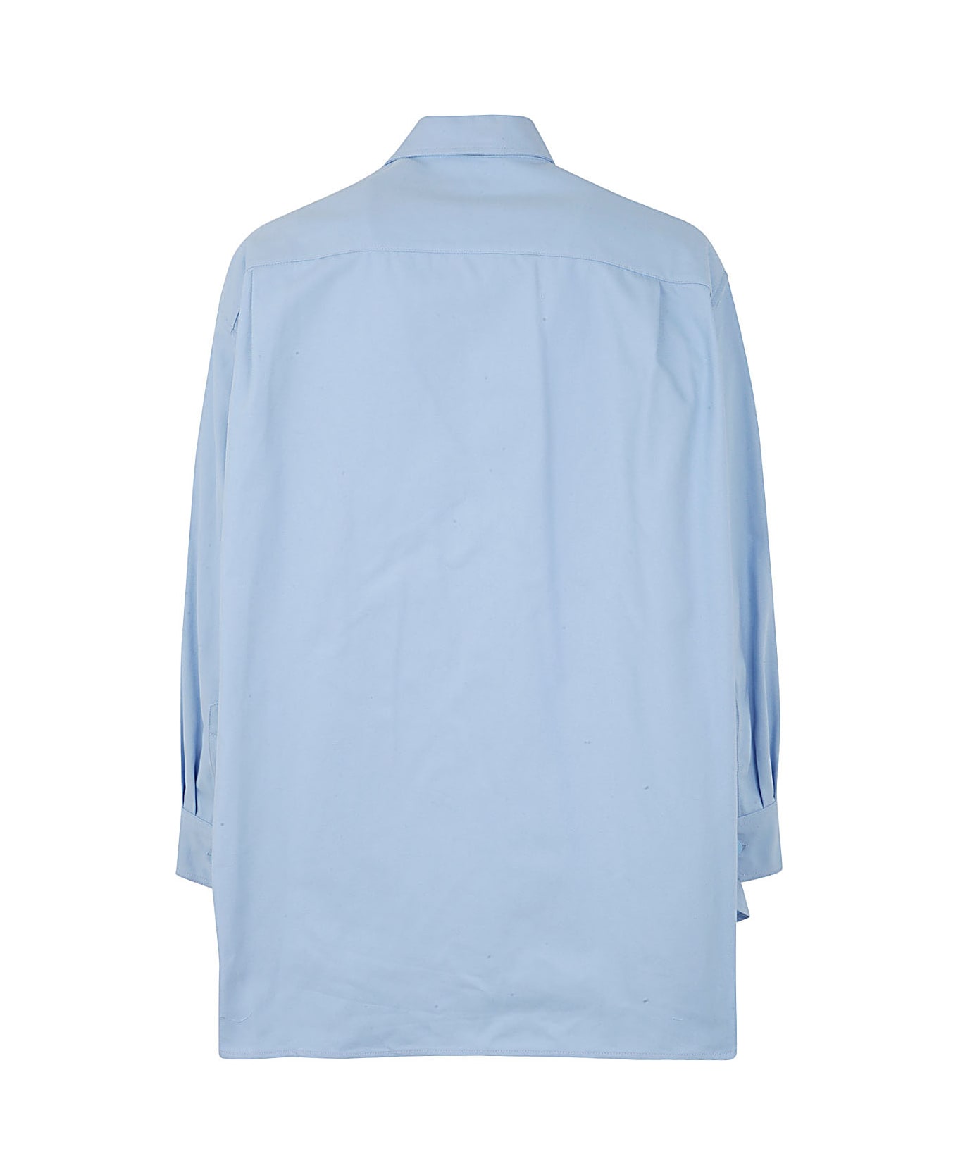 Raf Simons Oversized Denim Shirt With Leather Patch - Light Blue