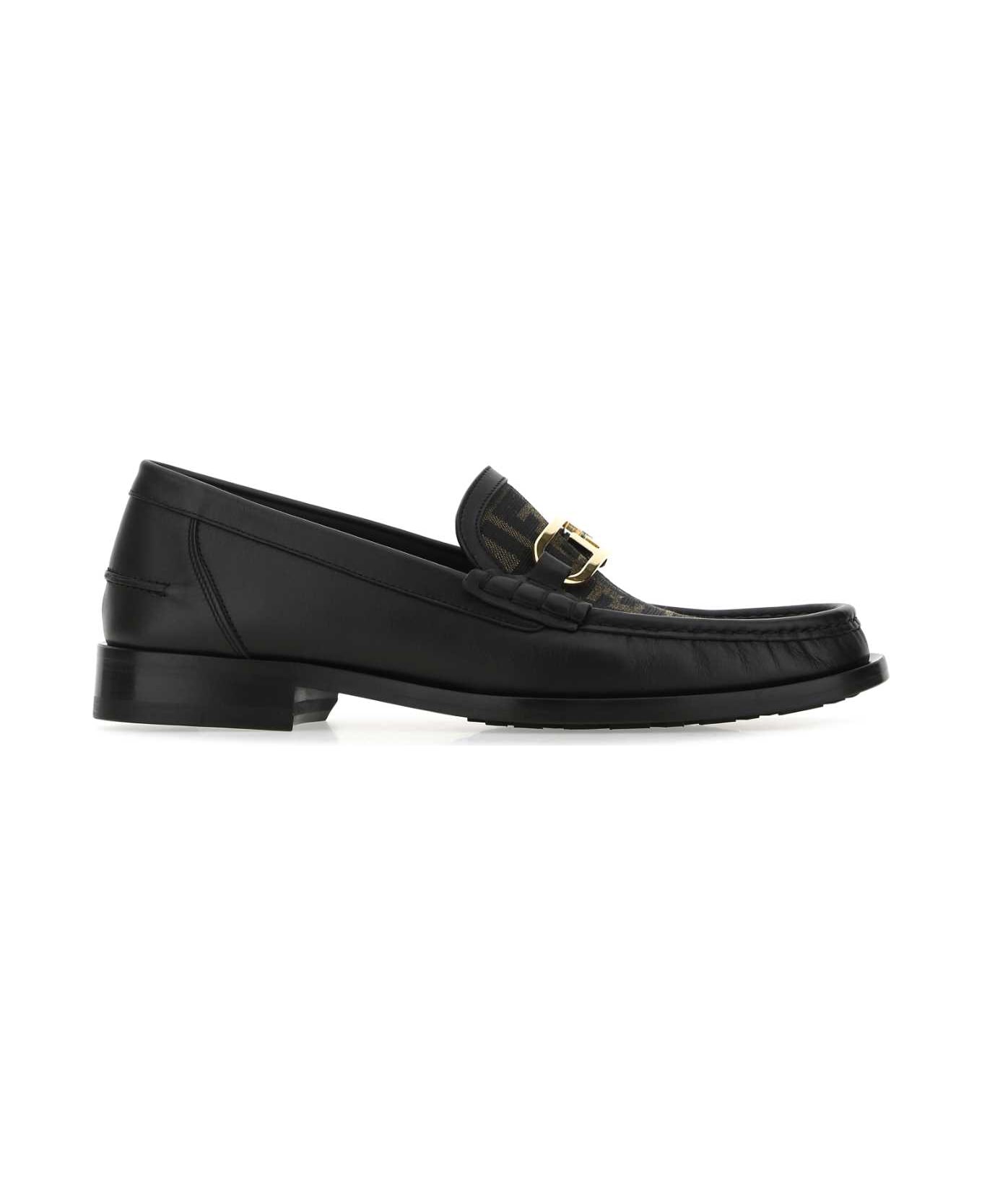 Fendi Multicolor Leather And Fabric Loafers - F0R7R ローファー＆デッキシューズ