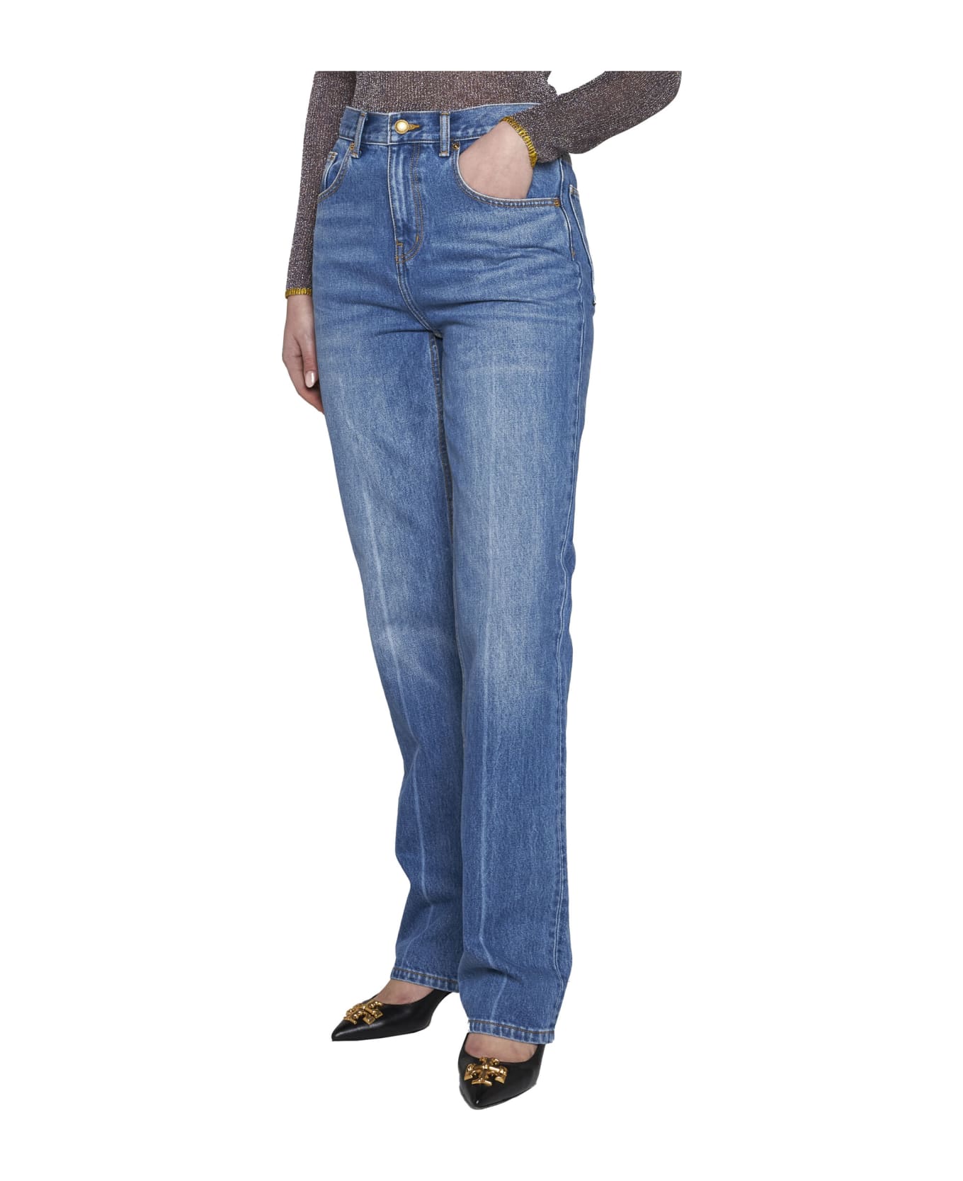 Tory Burch 5-pocket Straight-leg Jeans - Blue デニム