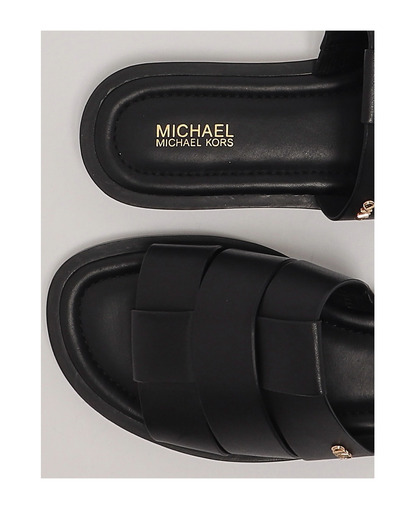 Michael Kors Ryland Flat Slide Flat Shoes - NERO サンダル