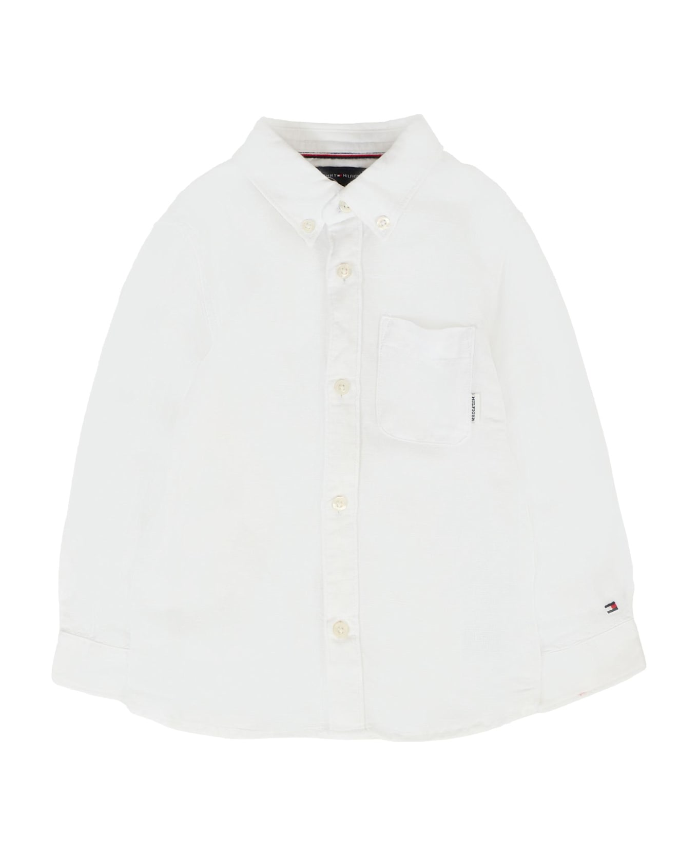 Tommy Hilfiger White Shirt For Baby Boy With Flag - White