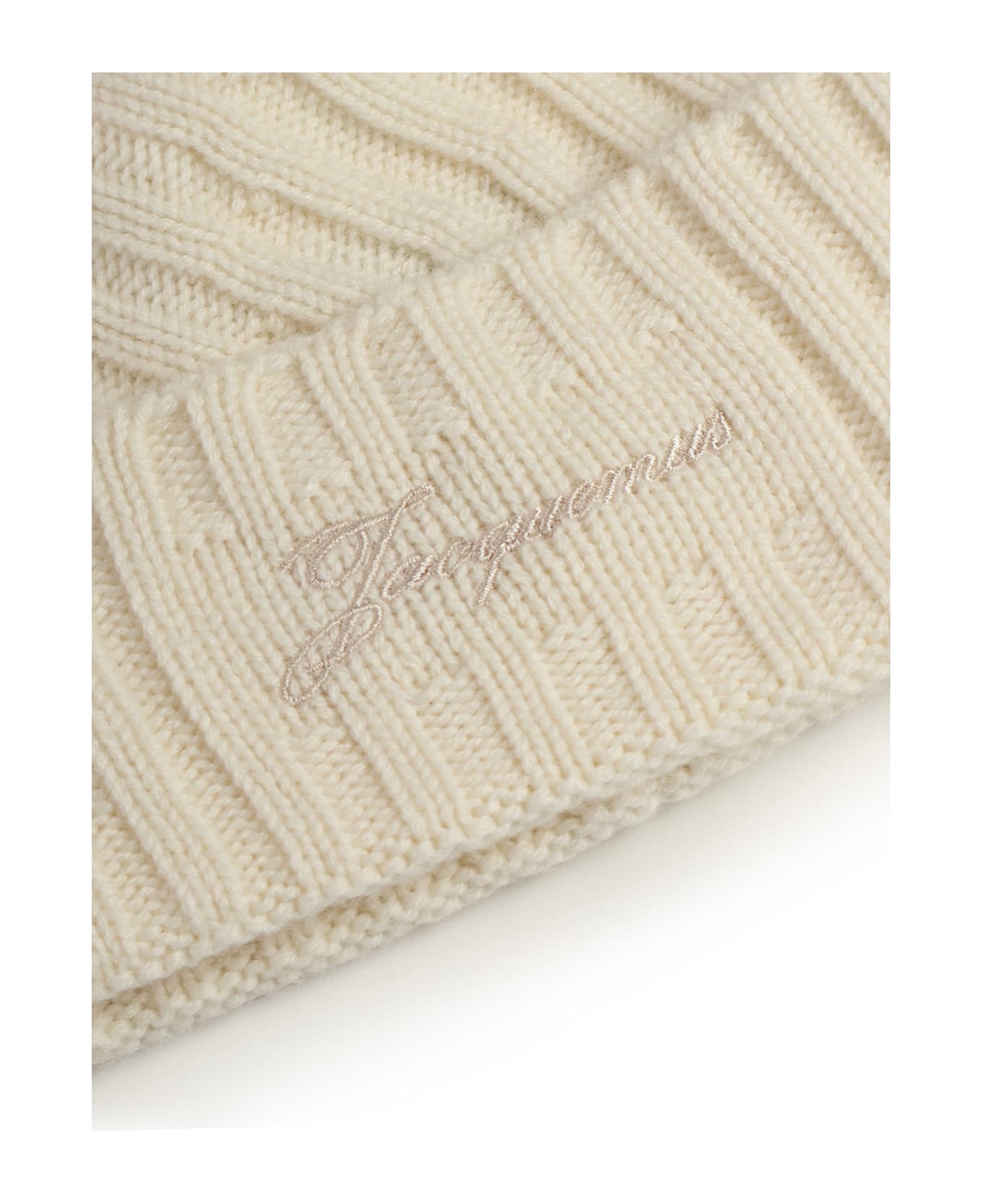 Jacquemus "le Bonnet Tourni" Cashmere And Wool Beanie - Off-white