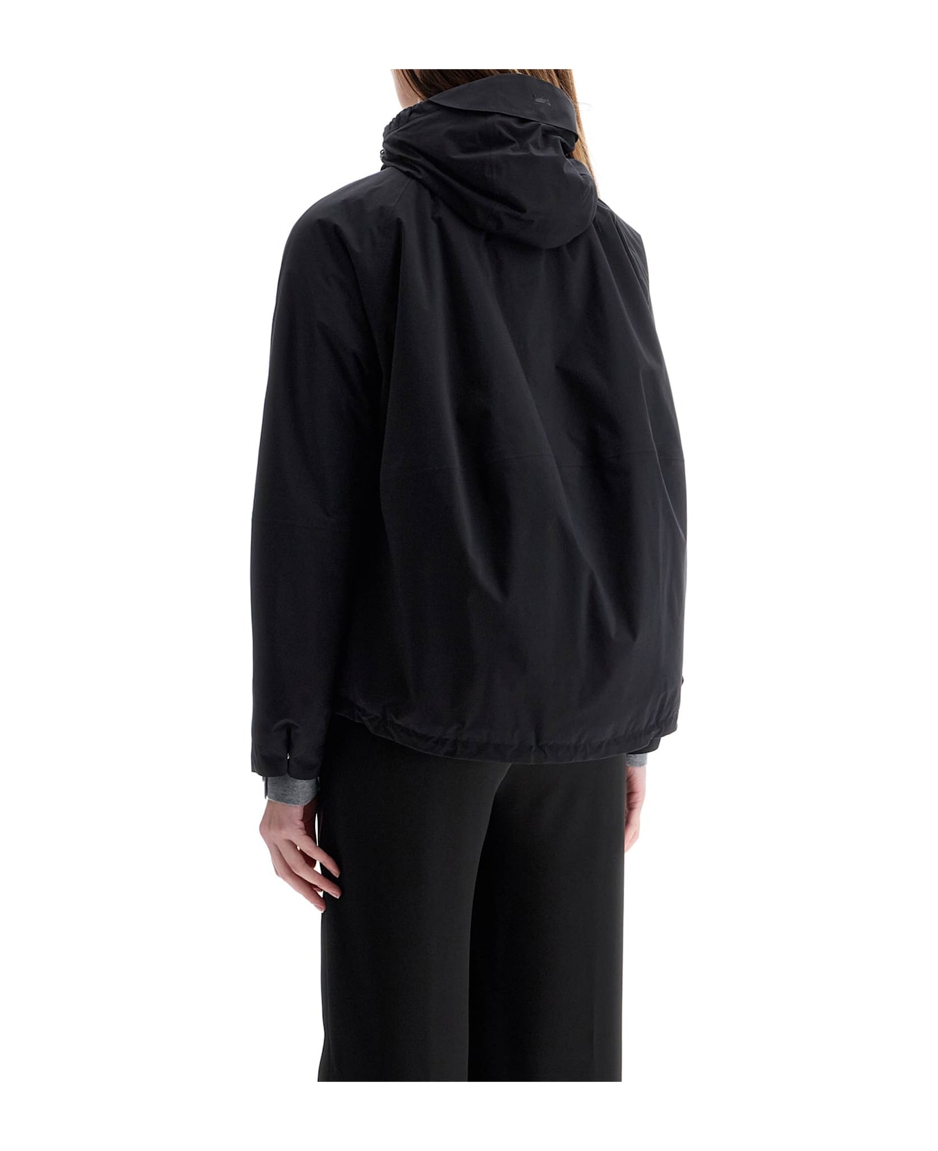 Herno Short Black Waterproof Polyamide Jacket With Hood And Zip - NERO (Black)