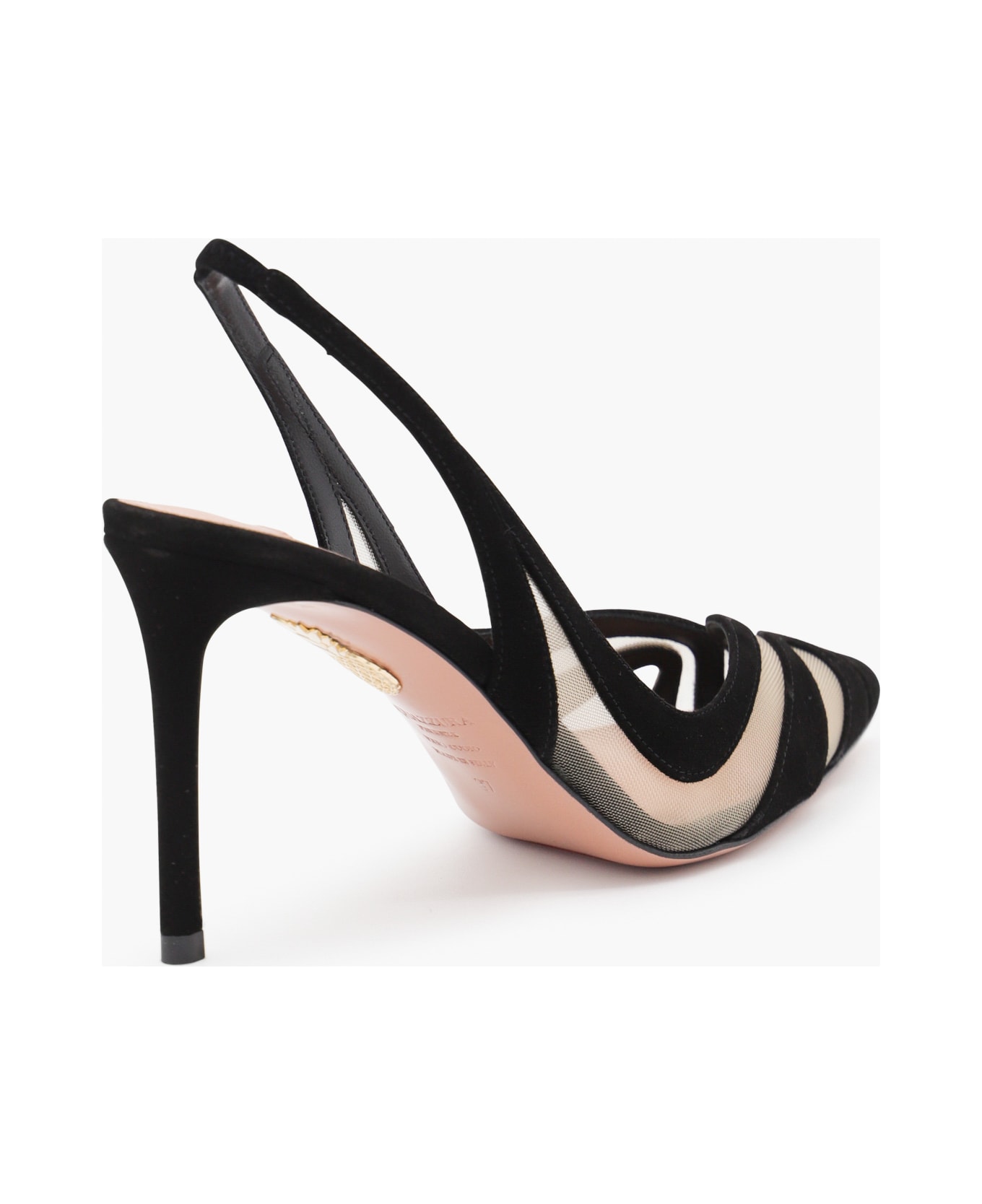 Aquazzura Black Leather Lune Sling 85 Pumps - Black