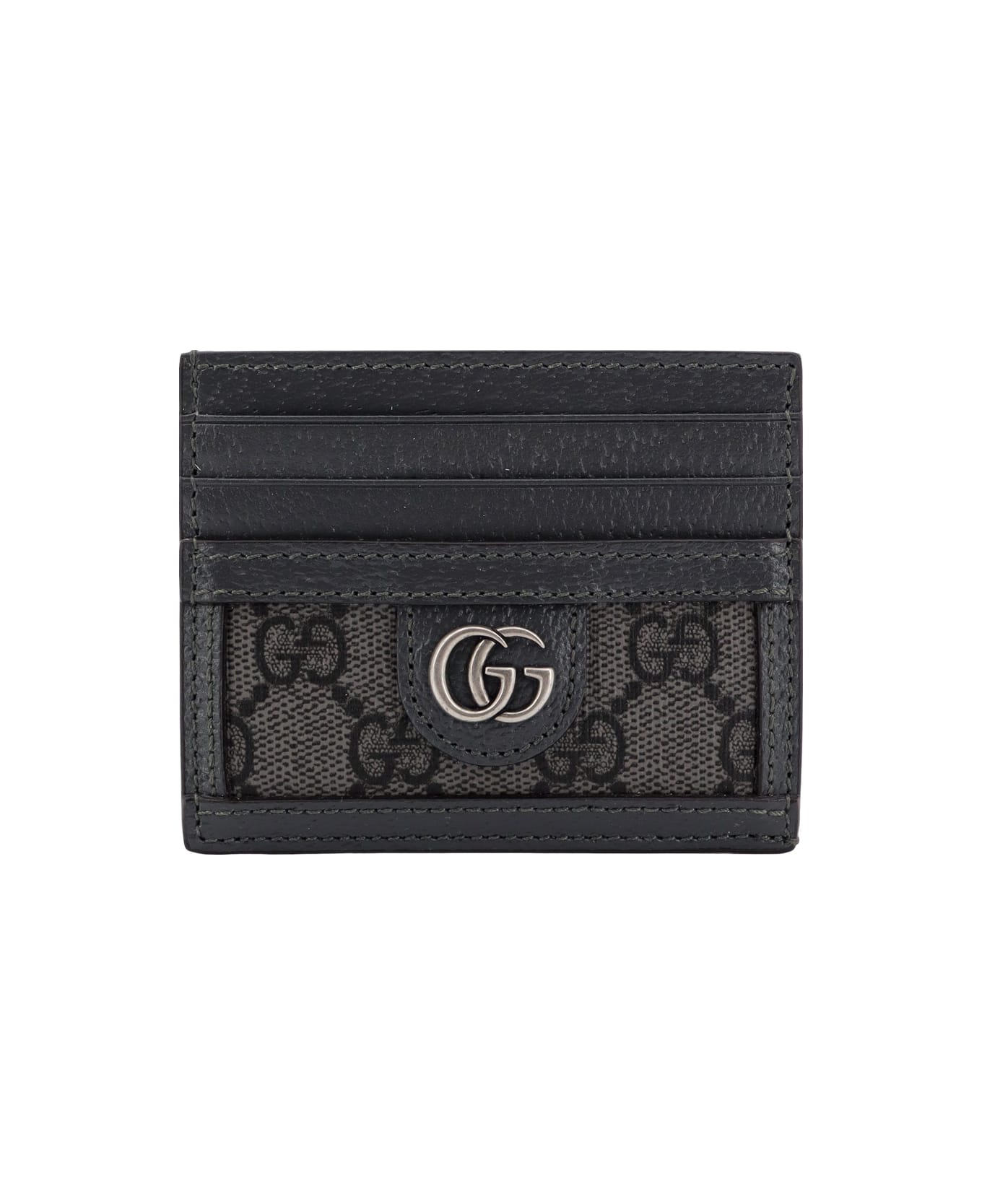 Gucci Gg Supreme Fabric Card Holder Grey\/black - Grey