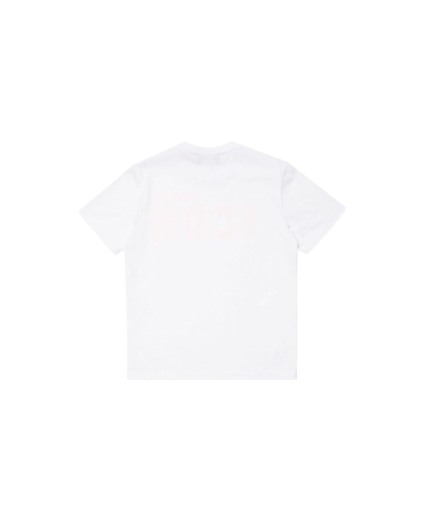 Dsquared2 Icon-printed Crewneck T-shirt - White + Orange Fluo Tシャツ＆ポロシャツ