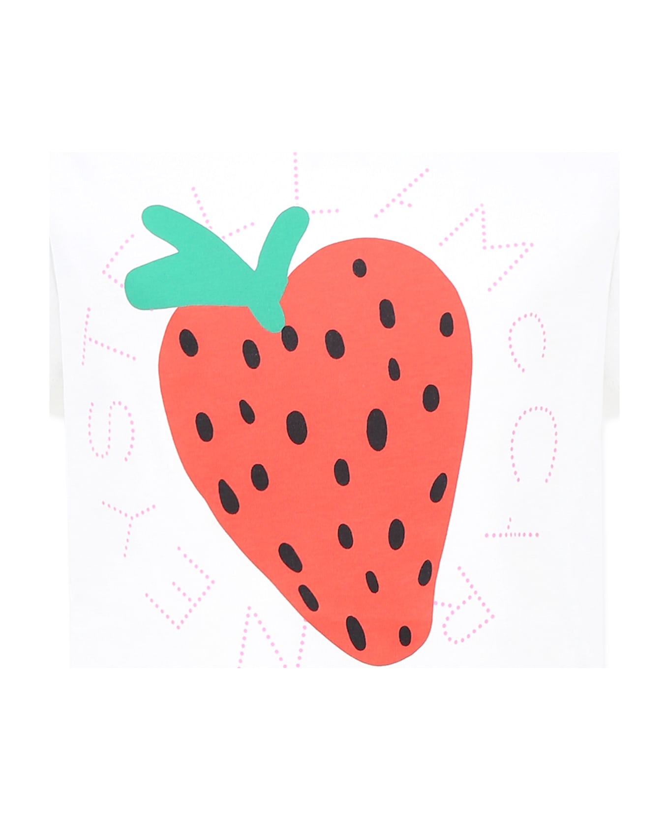 Stella McCartney Kids White T-shirt For Girl With Strawberry And Logo - White