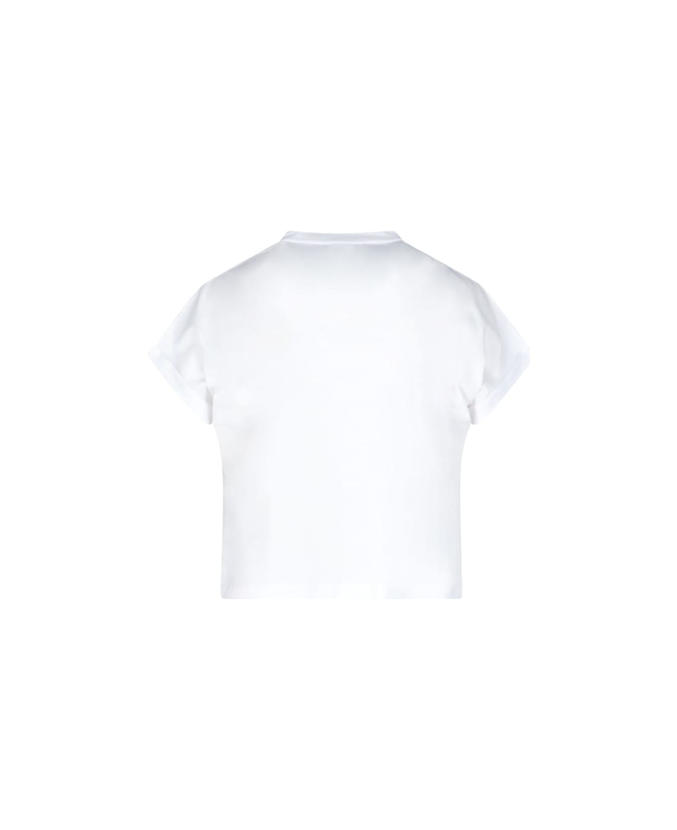 Balmain Flock Detail Cropped T-shirt - Gab Blanc Noir